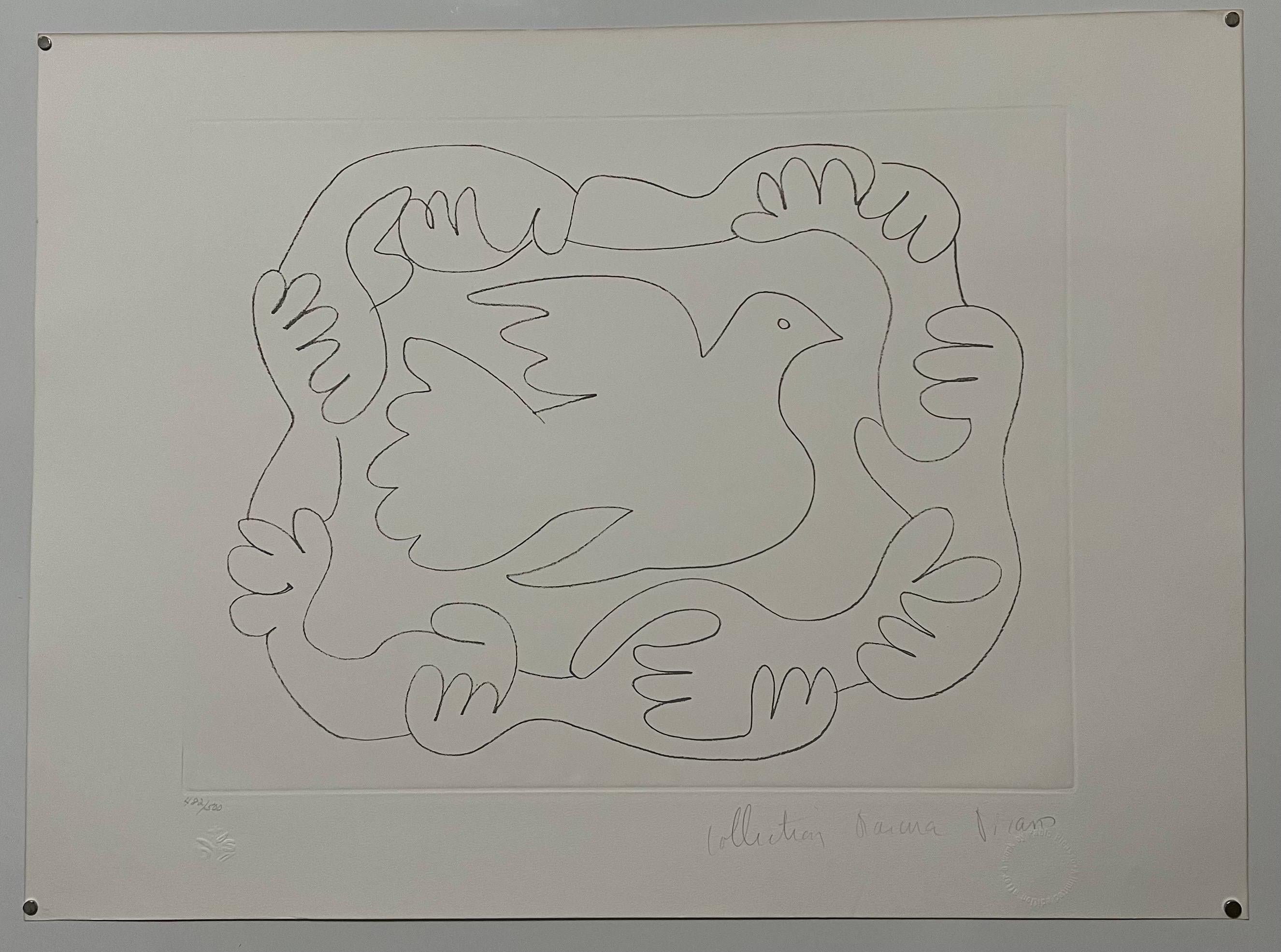 Pablo Picasso Estate Hand Signed Lithograph Engraving Fauvist Dove of Peace For Sale 2