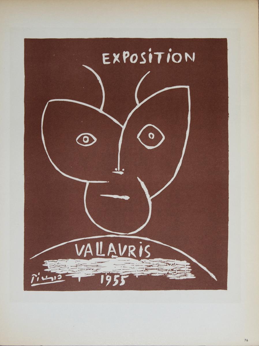 Pablo Picasso-Exposition Vallauris II-12.5" x 9.25"-Lithograph-1959-Cubism-Brown - Print by (after) Pablo Picasso