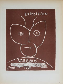 Pablo Picasso-Exposition Vallauris II-12.5" x 9.25"-Lithograph-1959-Cubism-Brown