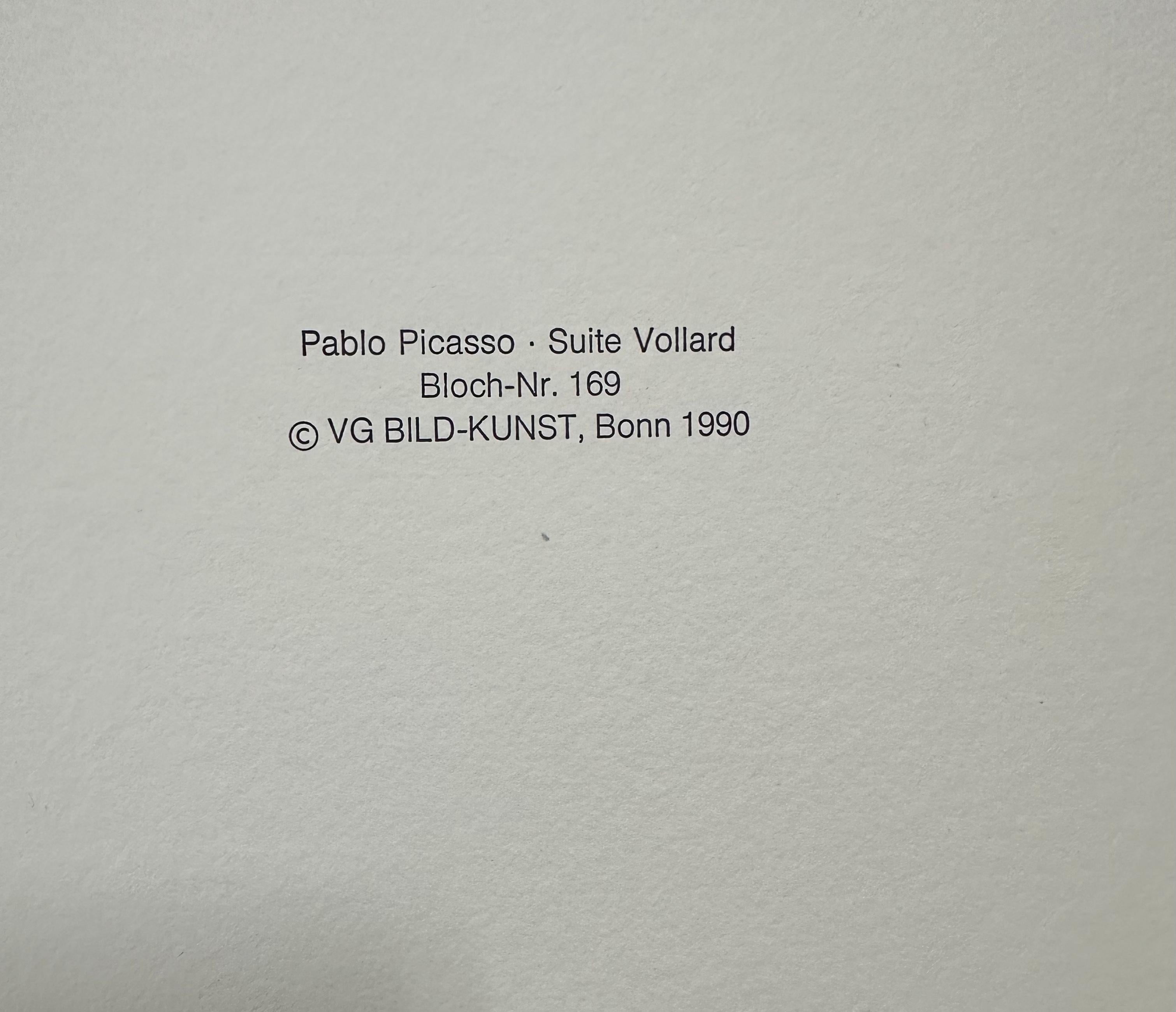 (after) Pablo Picasso
Le Repos du Sculpteur et la Sculpture surréaliste from La Suite Vollard
Bloch 169
Lithograph on Montval laid paper
1990
12.75 x 18 inches
Facsimile signature 
Numbered 157/300
Authorized for production in 1990 by the Picasso