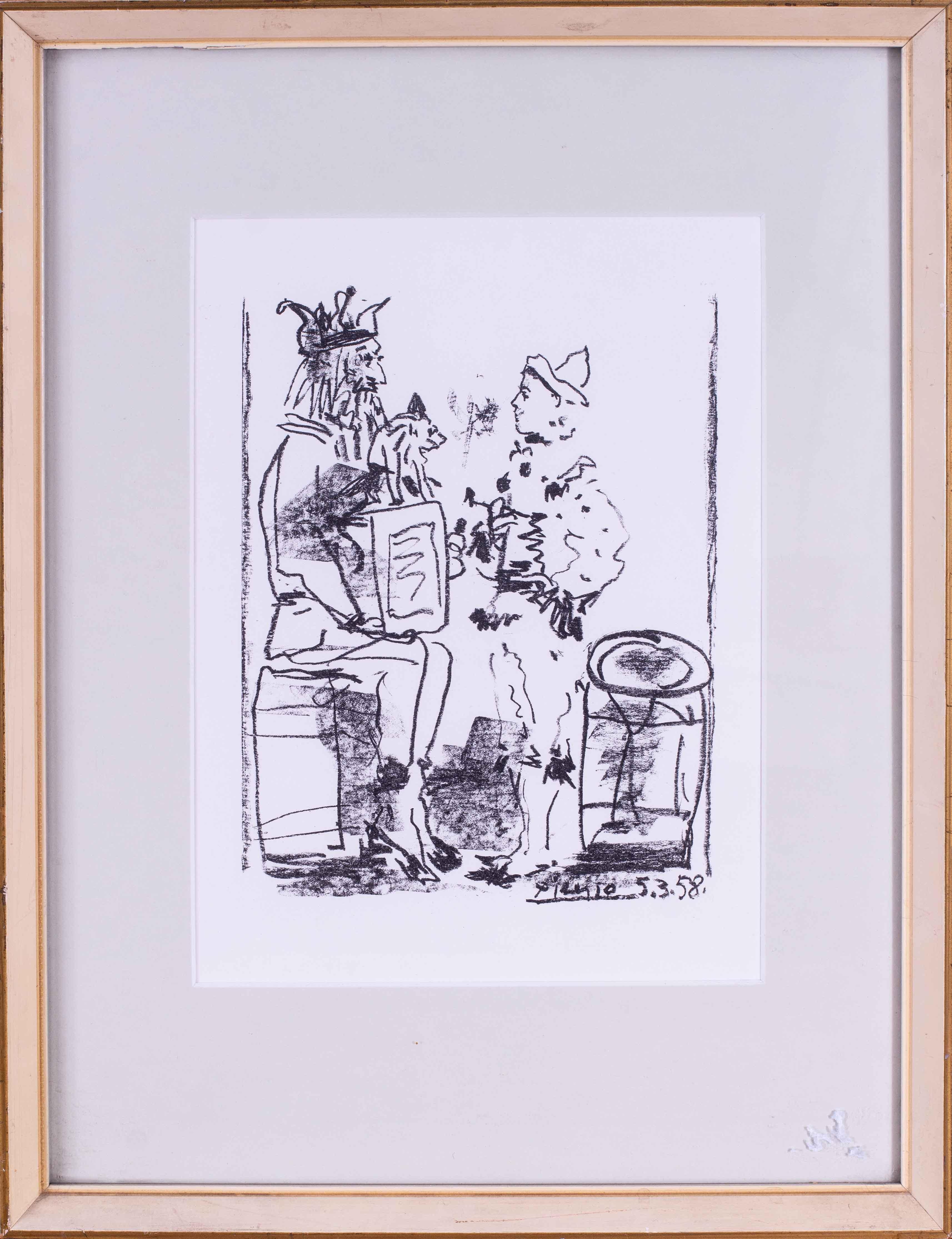 (after) Pablo Picasso Figurative Print - Pablo Picasso Lithograph with Provenance 'Les Bouffons et singe'