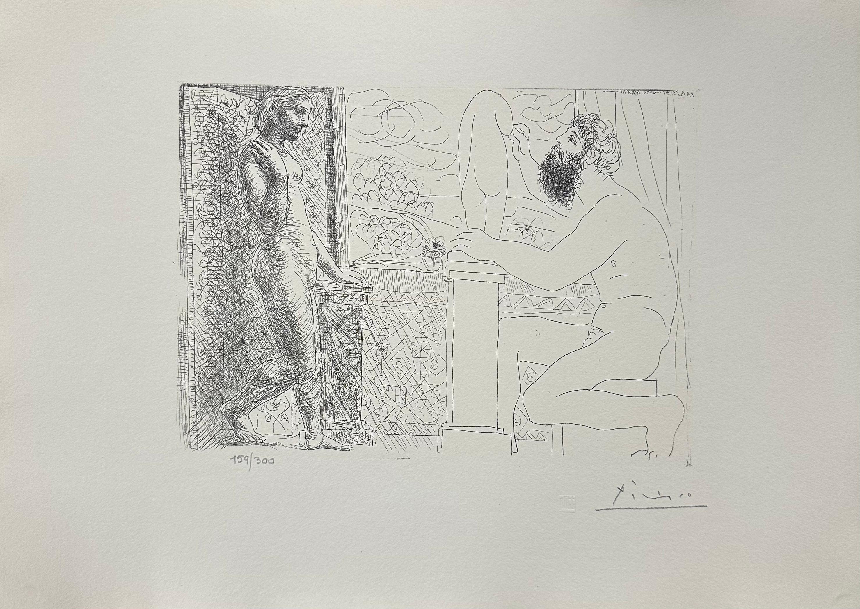 Figurative Print (after) Pablo Picasso - Pablo Picasso, Sculpteur et son Modèle devant une Fenêtre