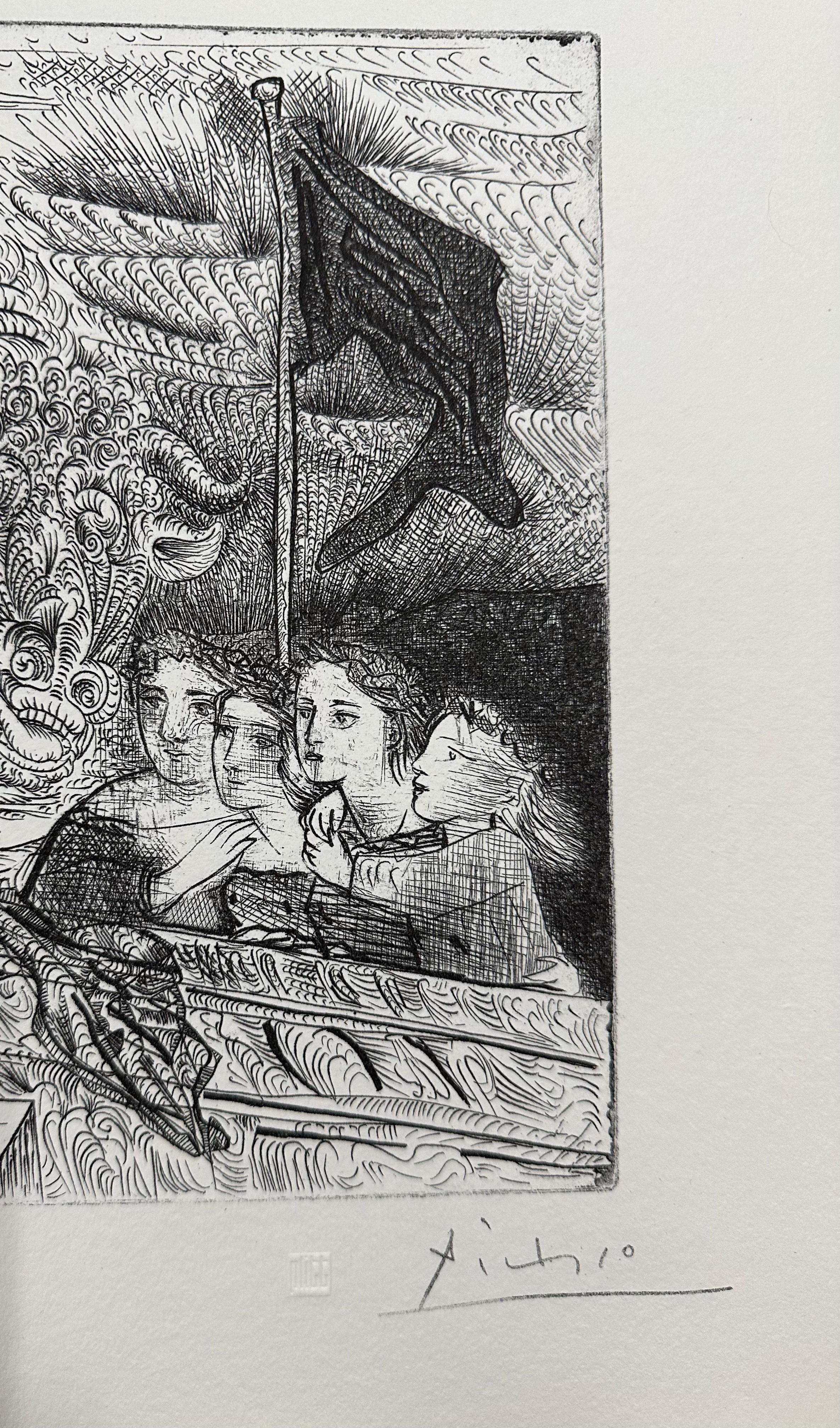 Pablo Picasso, Taureau ailé contemplé par Quatre Enfants, lithograph - Print by (after) Pablo Picasso
