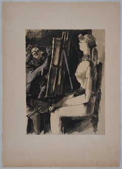 Painter with his Model - Litograph on Arches Vellum - Verve, Mourlot