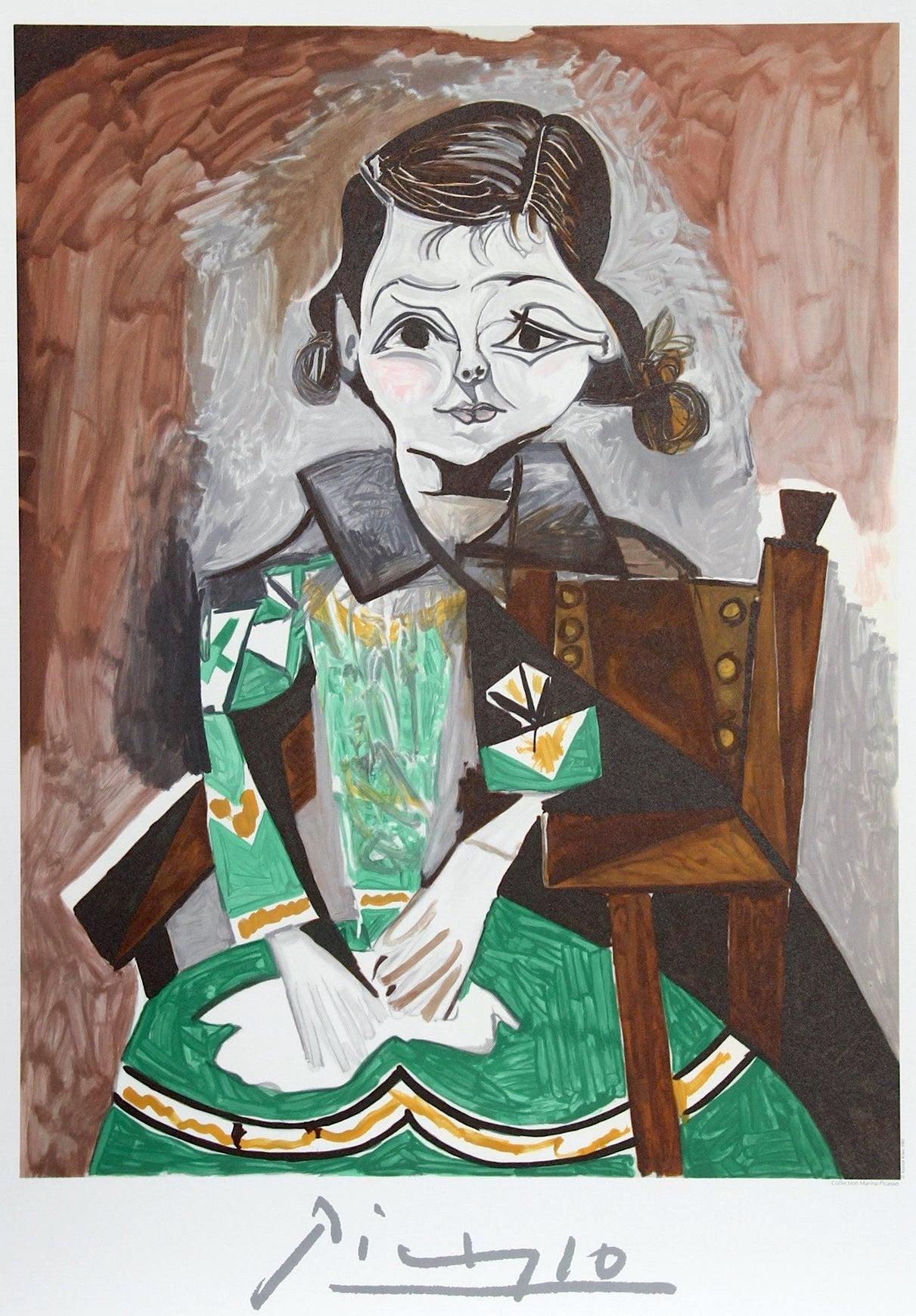 PETITE FILLE A LA ROBE VERTE (PalomaPicasso) Lithographie, Kleines Mädchenkleid (Abstrakt), Print, von (after) Pablo Picasso