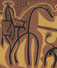 Picador et Taureau   - Linocut Reproduction After Pablo Picasso - 1962