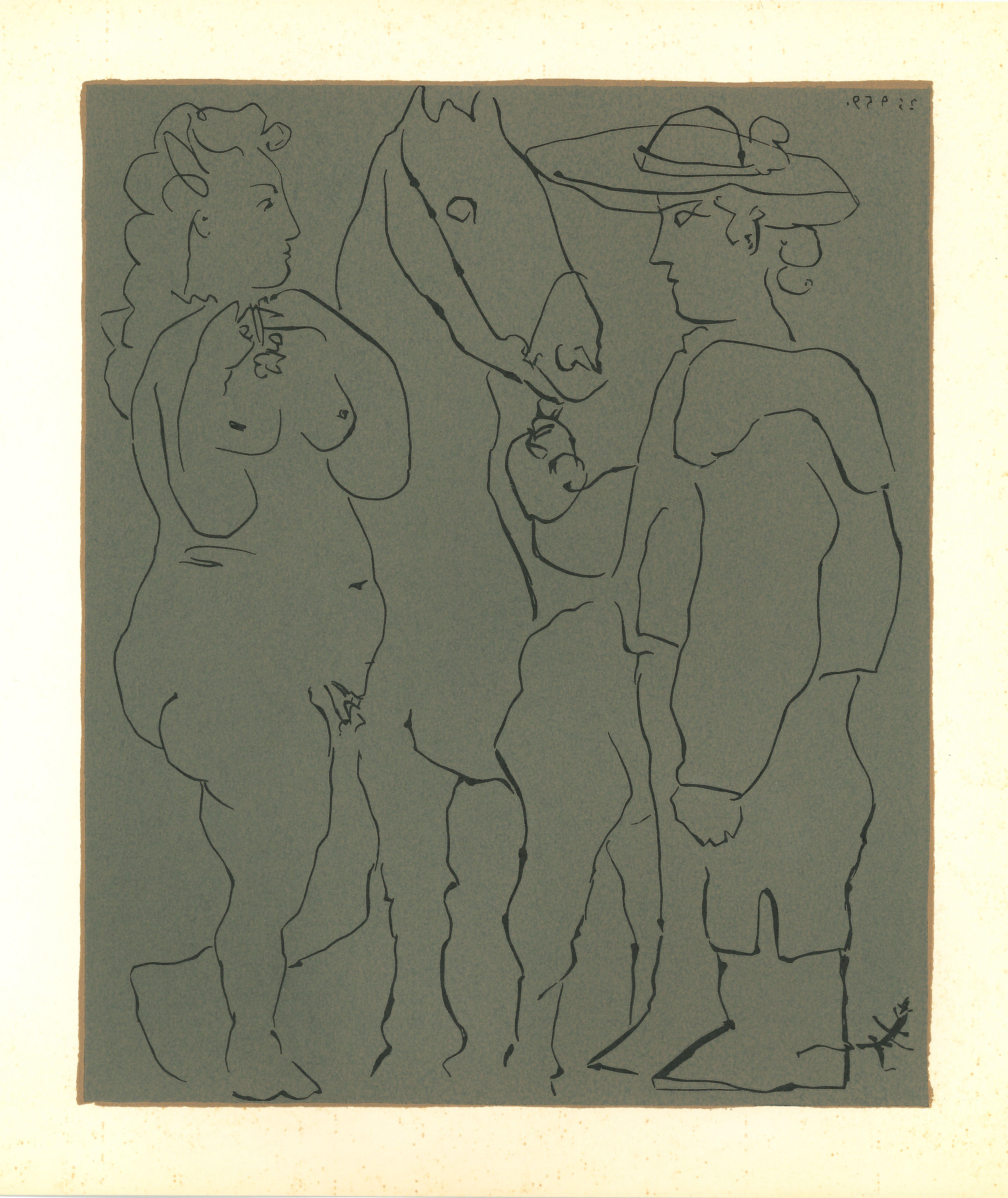 Picador, Femme et Cheval - Linocut nach Pablo Picasso - 1962
