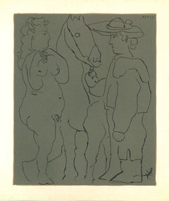 Picasso, Femme et Cheval - Linocut Dopo Pablo Picasso - 1962