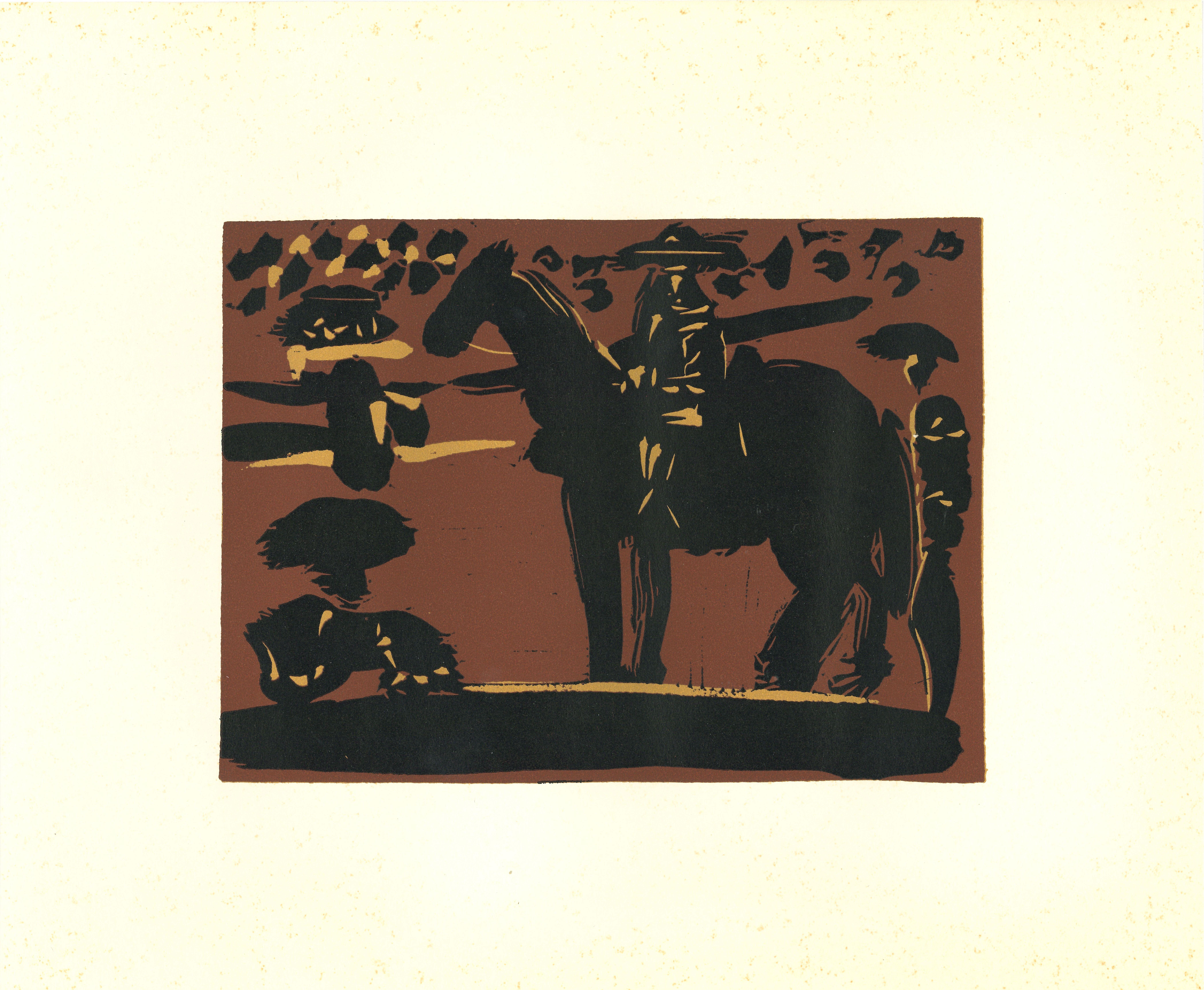 Picador  - Original Linocut After Pablo Picasso - 1962 - Cubist Print by (after) Pablo Picasso