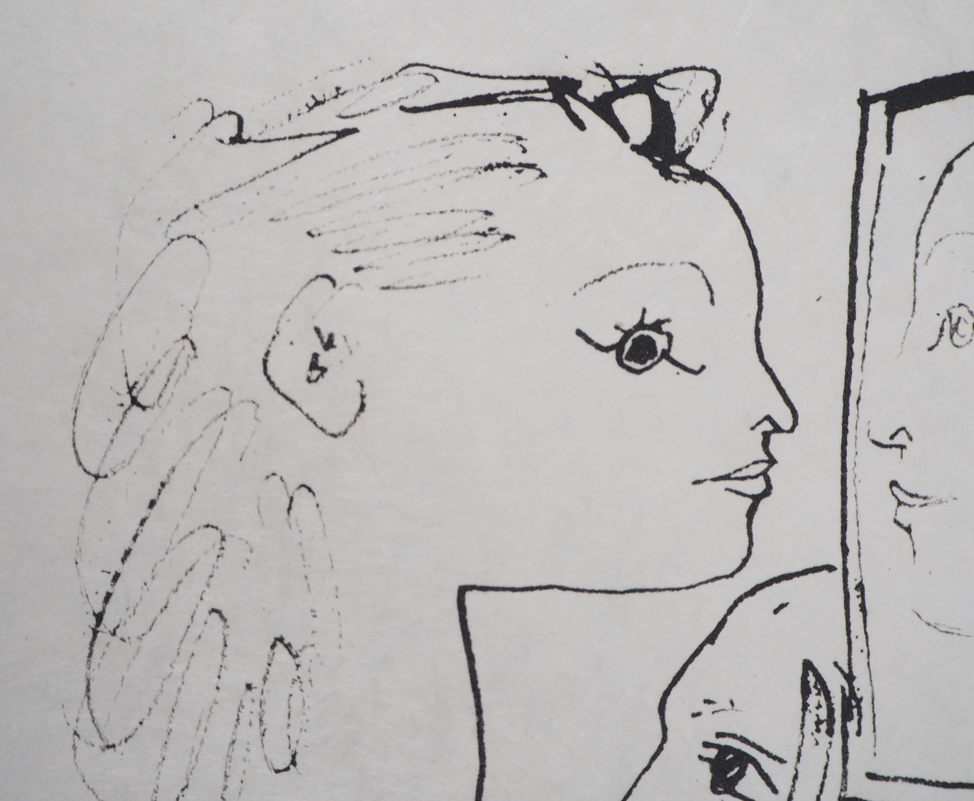 Picasso and Model Looking In The Mirror - Lithograph on Japan paper - Ltd 100 1