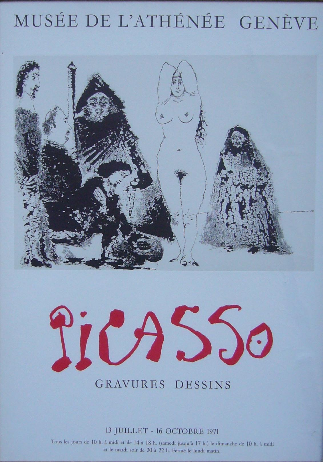 Picasso, gravures et dessins, 1971, lithographie, 68x49 cm, encadrée