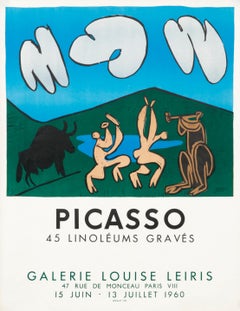 Picasso Linocuts Exhibition Original Poster - Galerie Louise Leiris 1960