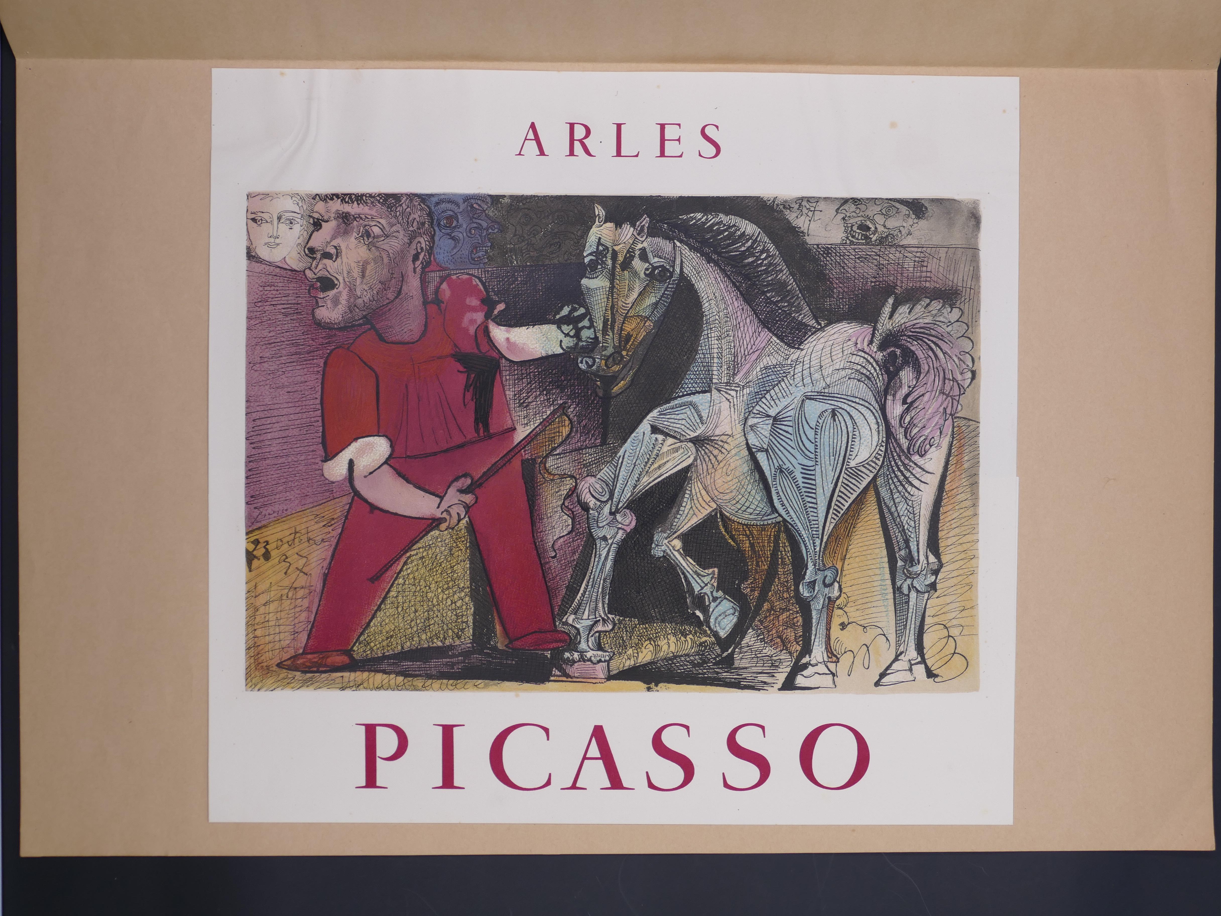 Picasso Vintage Exhibition Poster in Arles - 1957 - Gray Figurative Print by (after) Pablo Picasso