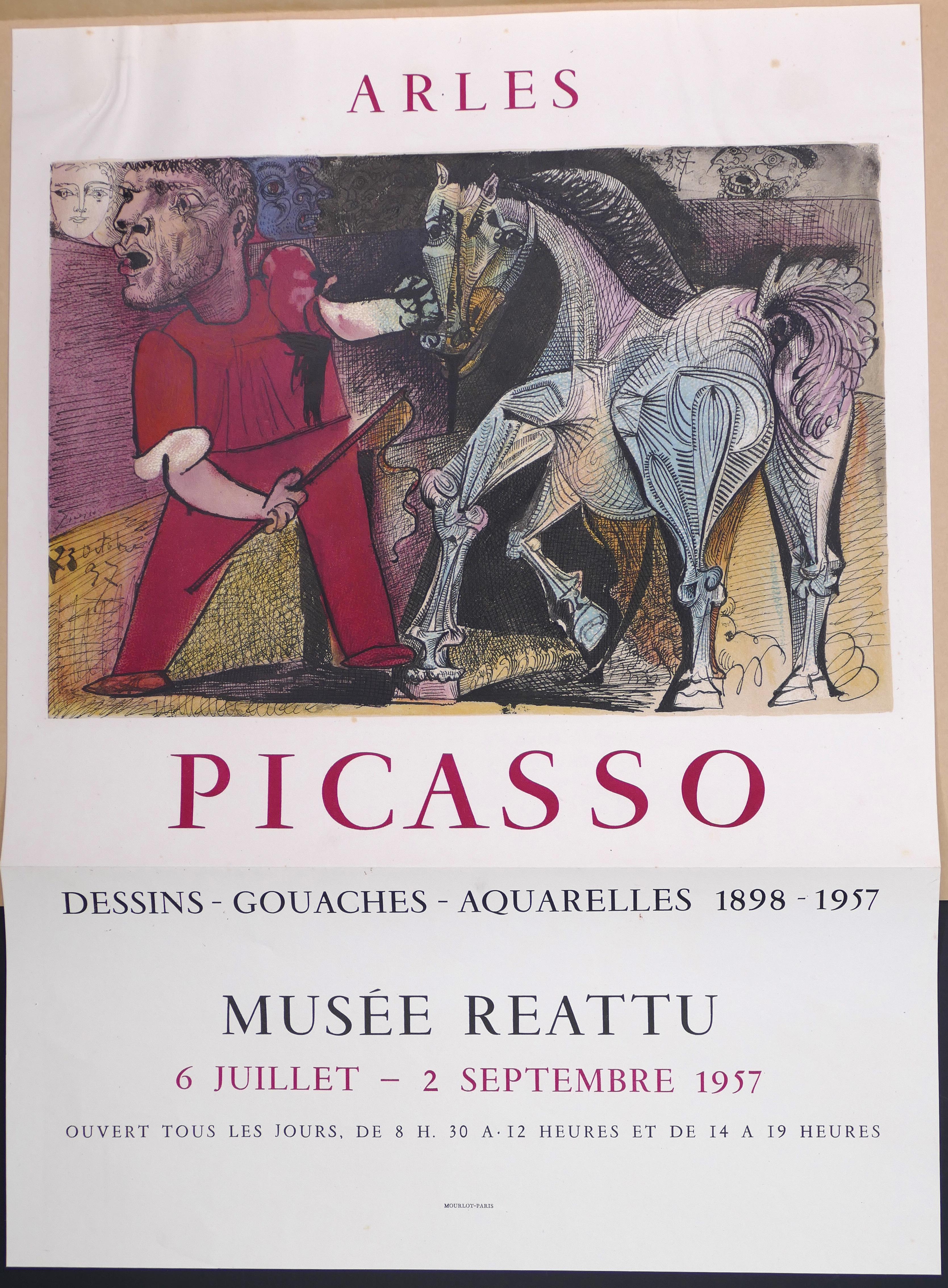 (after) Pablo Picasso Figurative Print - Picasso Vintage Exhibition Poster in Arles - 1957