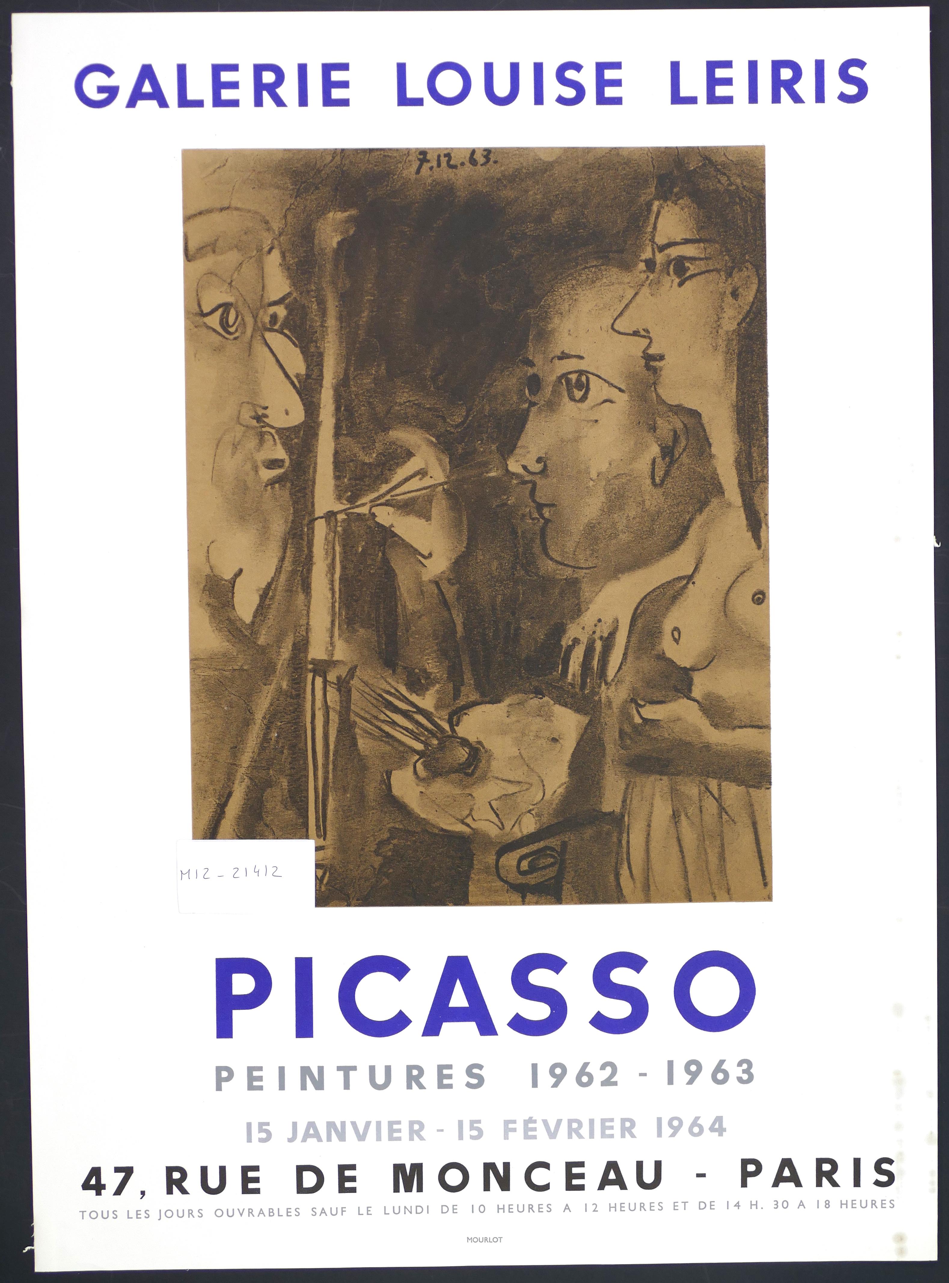 Affiche d'exposition vintage d'après Picasso à Paris - 1964 - Print de (after) Pablo Picasso