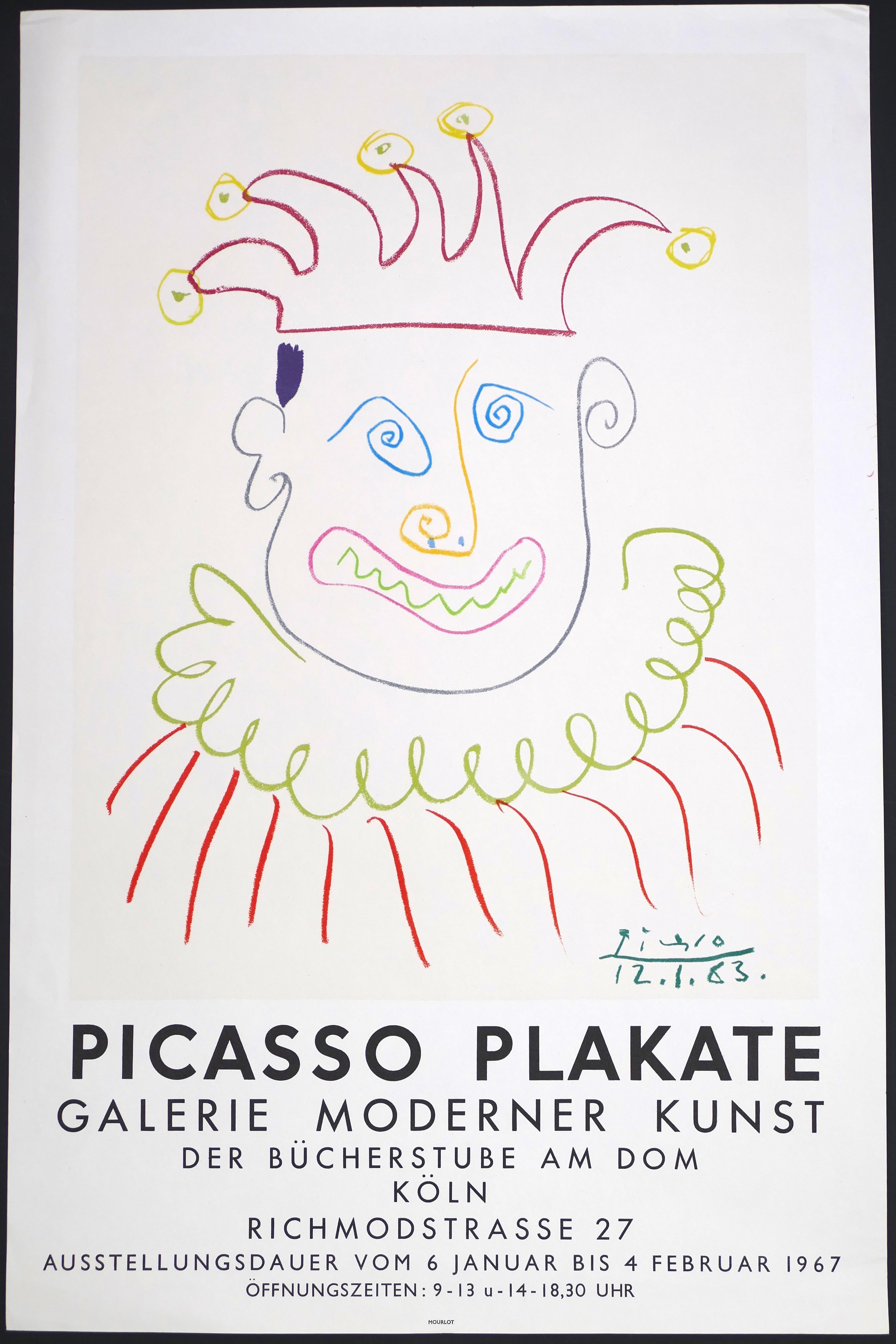 (after) Pablo Picasso Figurative Print - Picasso Vintage Poster Galerie Moderner Kunst der Bücherstube, Köln - 1967