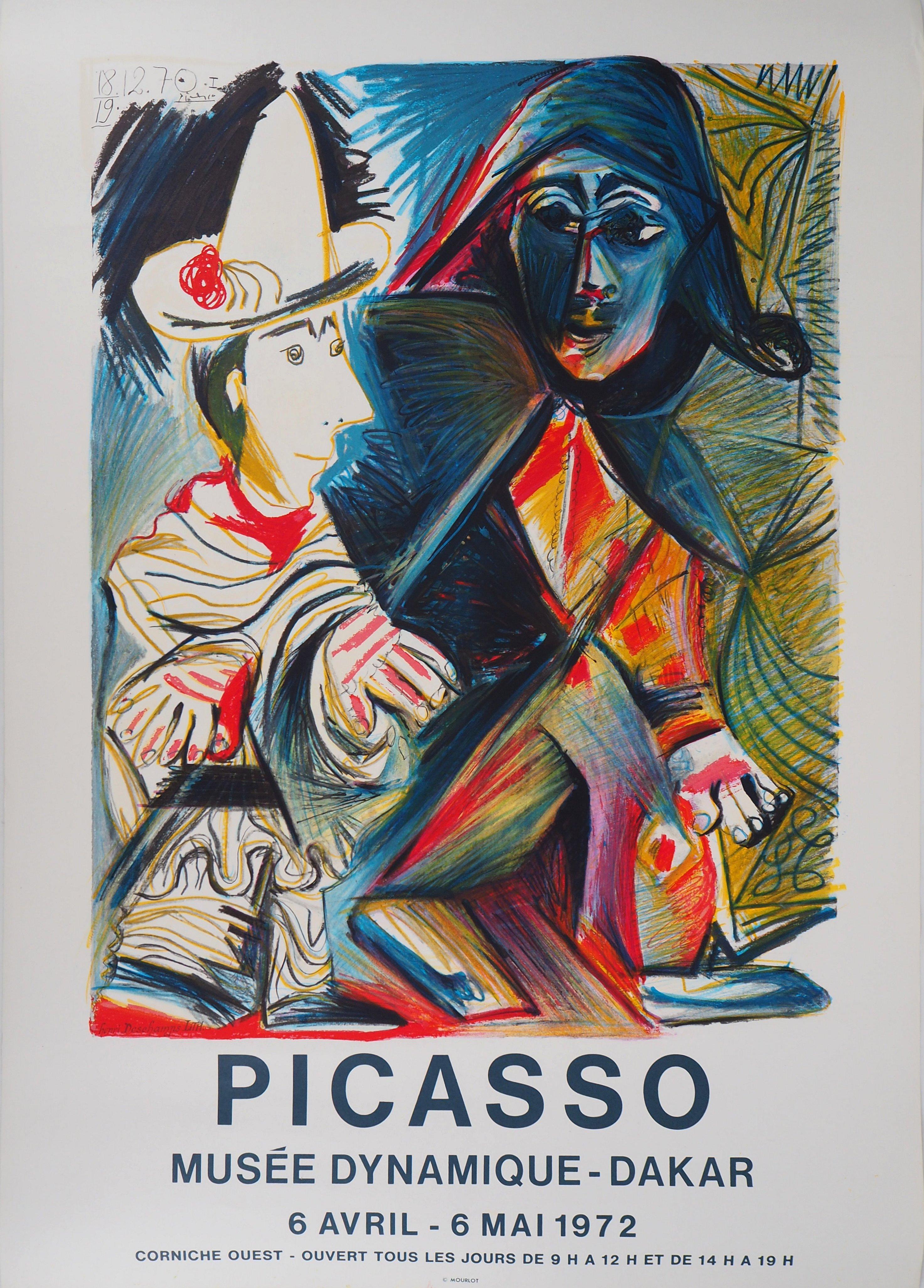 (after) Pablo Picasso Figurative Print - Pierrot and Harlequin - Lithograph (Mourlot, 1972)