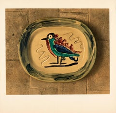 Poster litografico con uccelli policromi