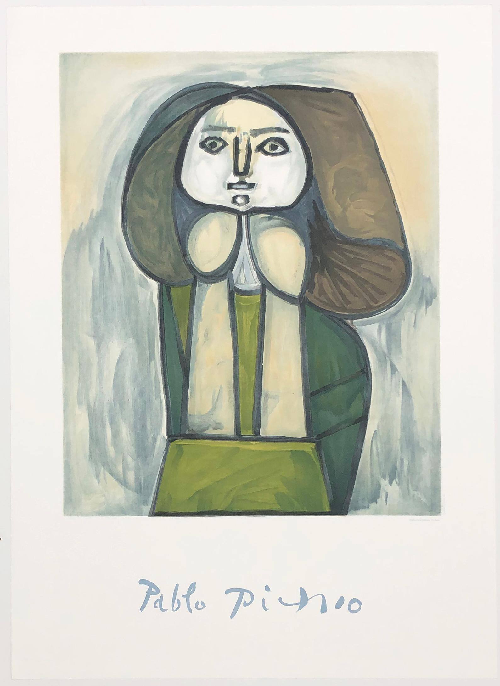 (after) Pablo Picasso Portrait Print – PORTRÄT EINER FRAU IN GRÜNEM GEWAND
