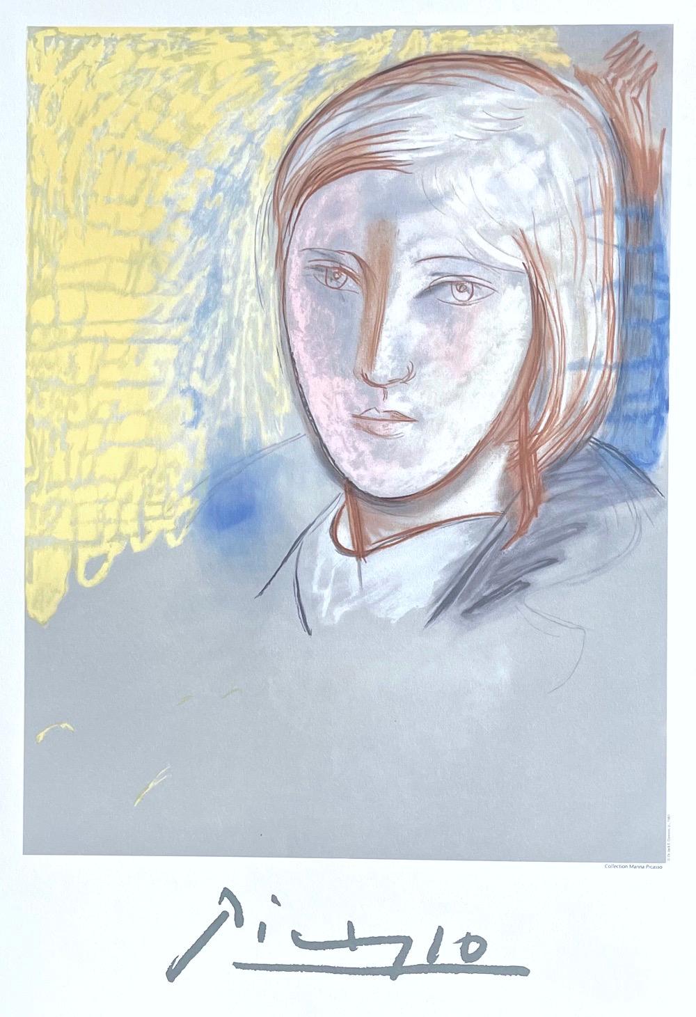 PORTRAIT MARIE THERESE WALTER Lithograph, Young Woman, Pastel Portrait Drawing - Print by (after) Pablo Picasso