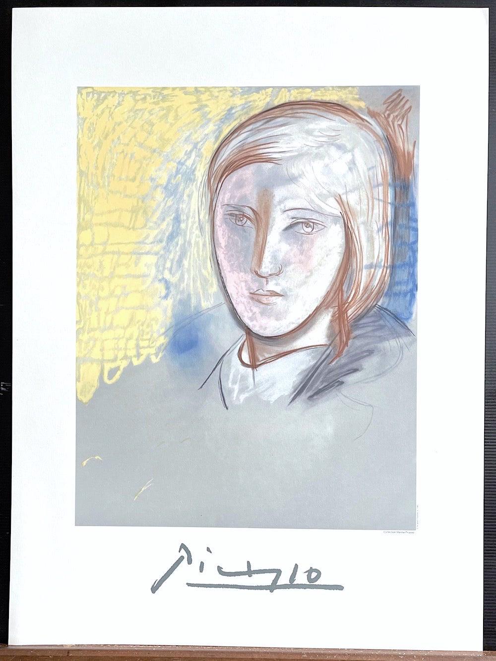 Marie-Thérèse Walter, Lithographie, Gesicht einer jungen Frau, Pastell-Porträtzeichnung (Grau), Portrait Print, von (after) Pablo Picasso