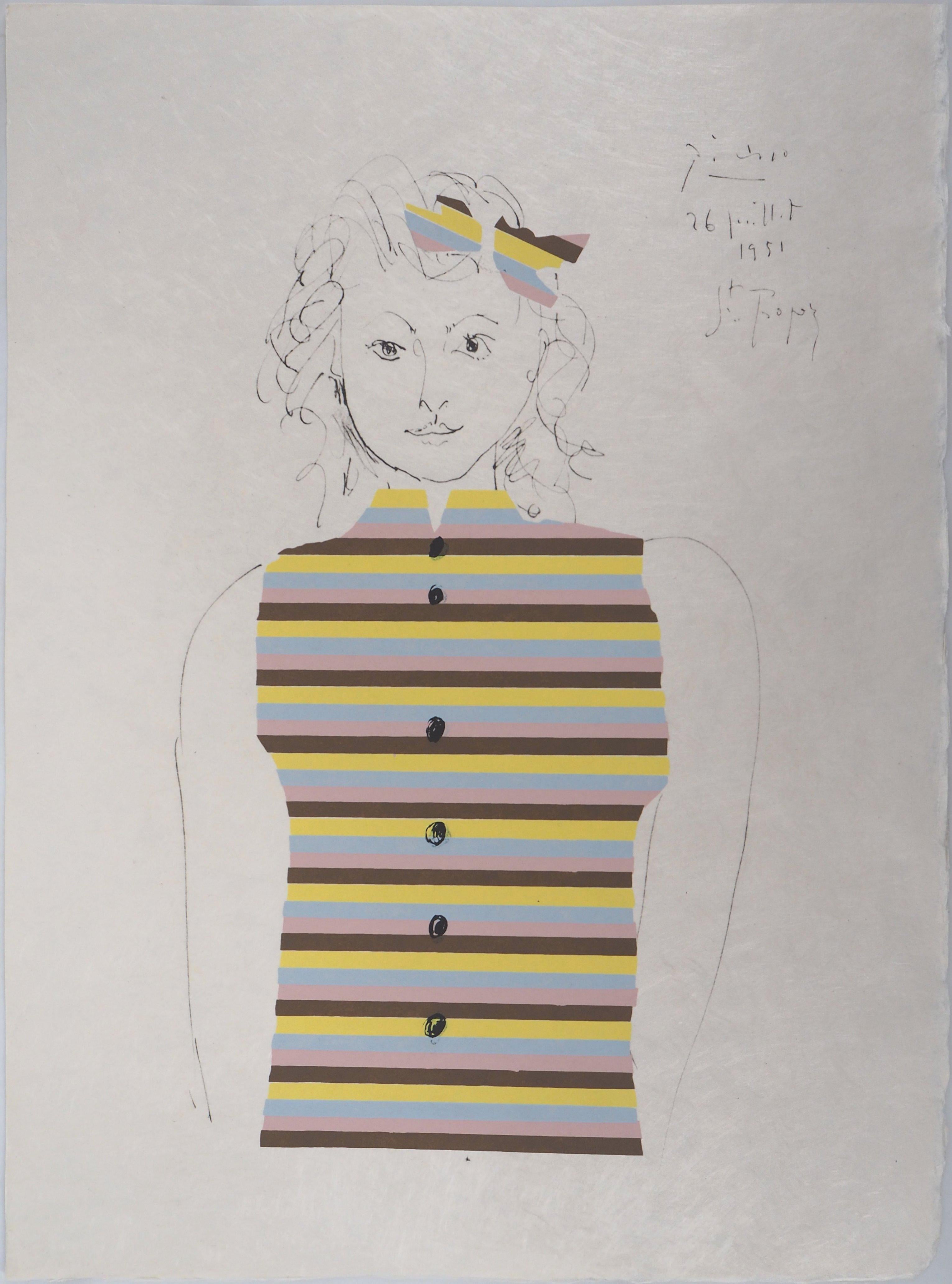 Figurative Print (after) Pablo Picasso - Portrait d'une jeune fille - Lithographie signée