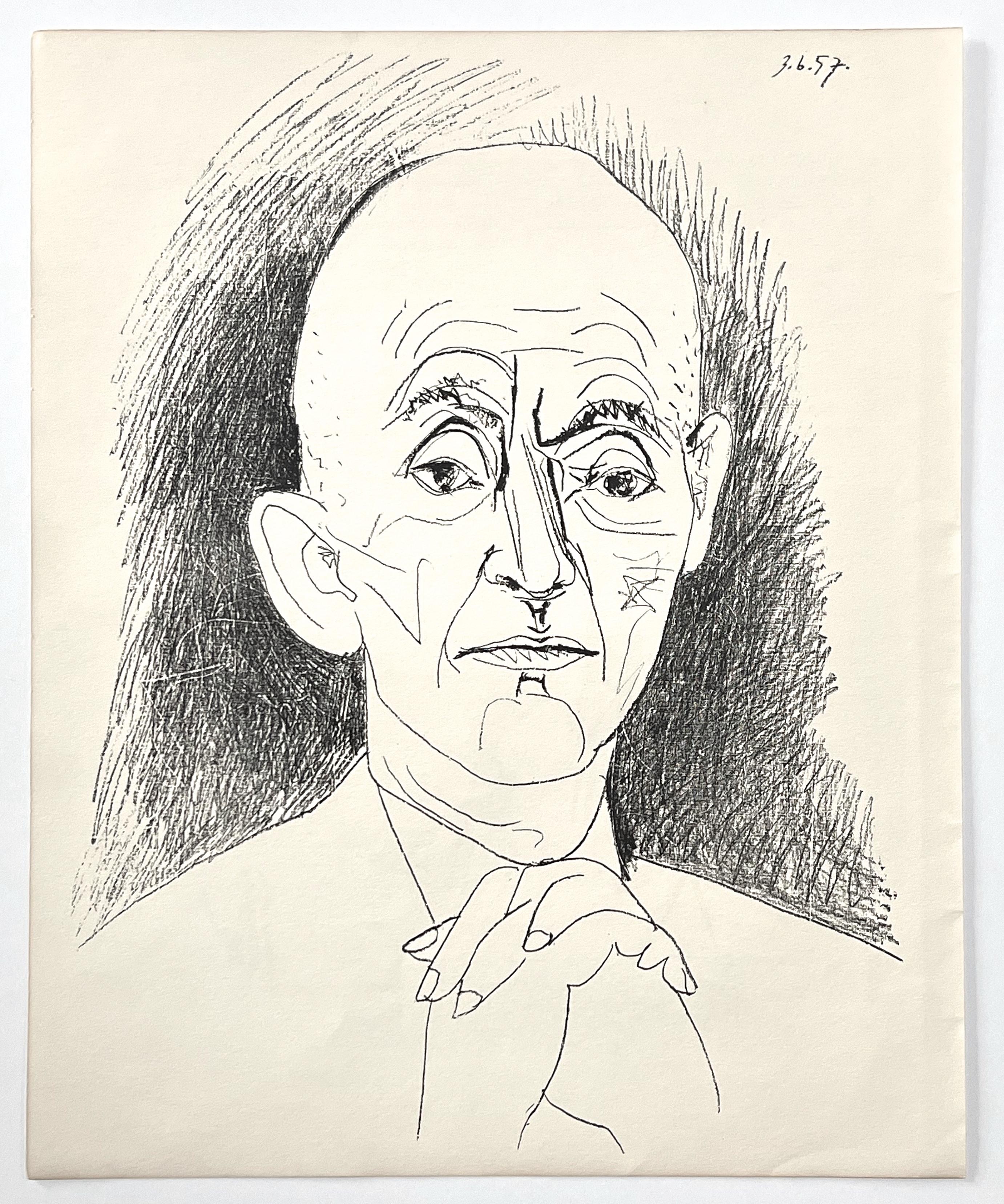"Portrait de Daniel-Henry Kahnweiler" lithographie - Print de (after) Pablo Picasso