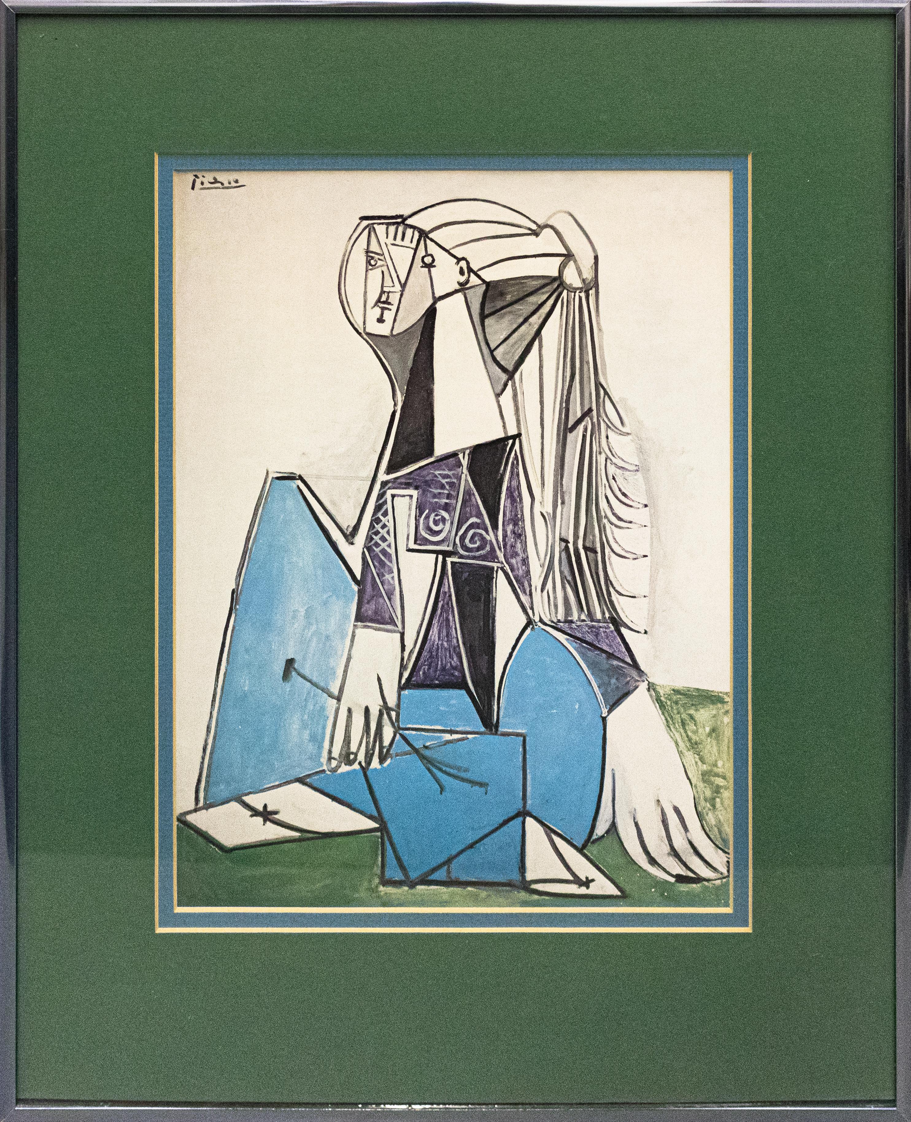 "Portrait of Sylvette David" Framed Lithograph After Pablo Picasso  - Print by (after) Pablo Picasso