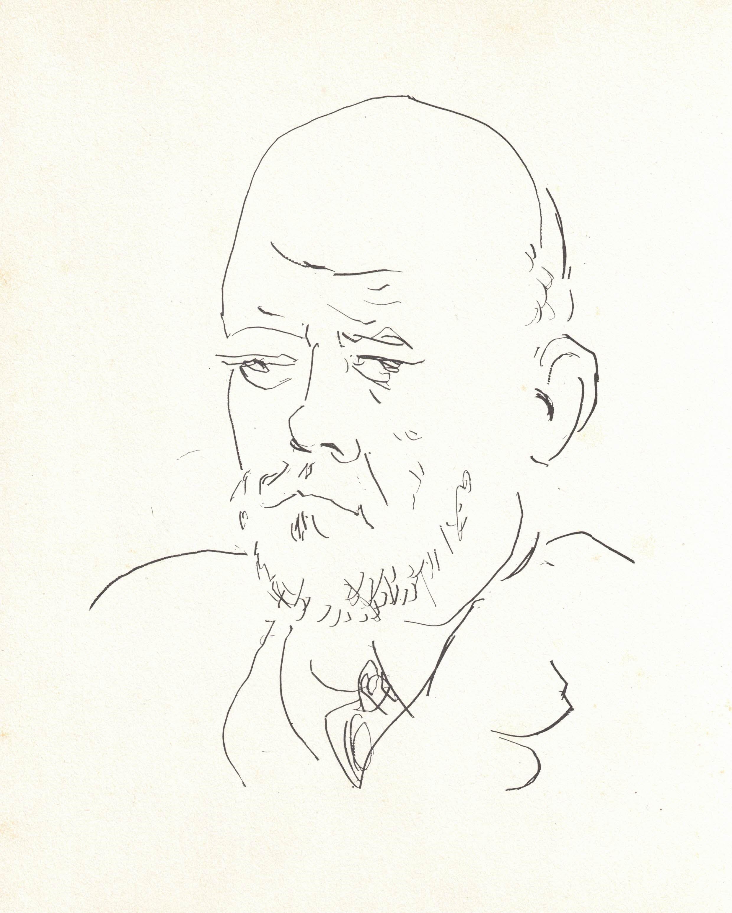 (after) Pablo Picasso Portrait Print - Portrait of Vollard III