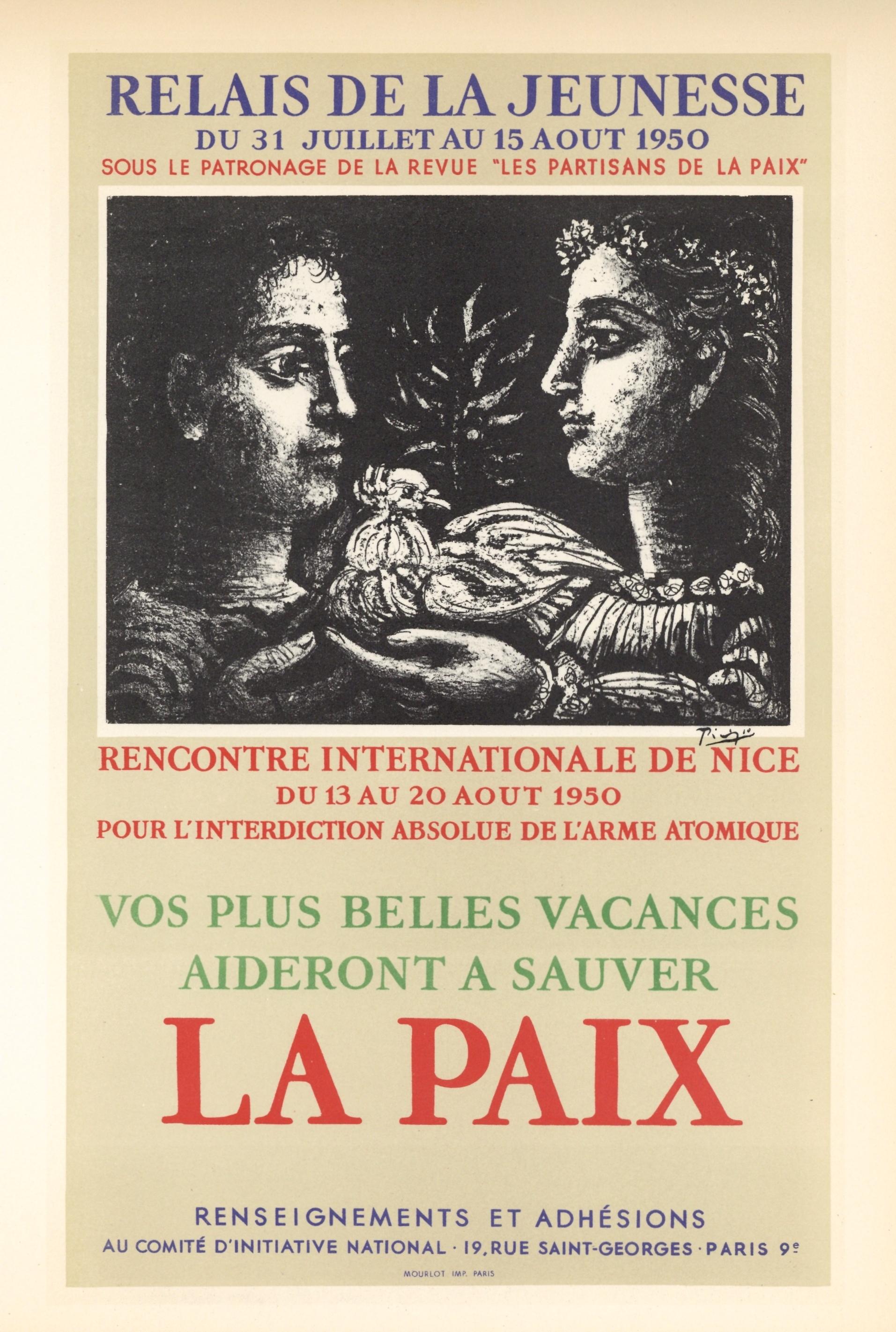 "Relais de Jeunesse" lithograph poster - Print by (after) Pablo Picasso