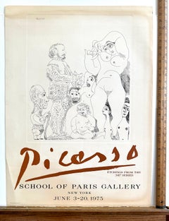 SCHOOL OF PARIS GALLERY Vintage 1975 Exhibition Poster, Figurative Etching