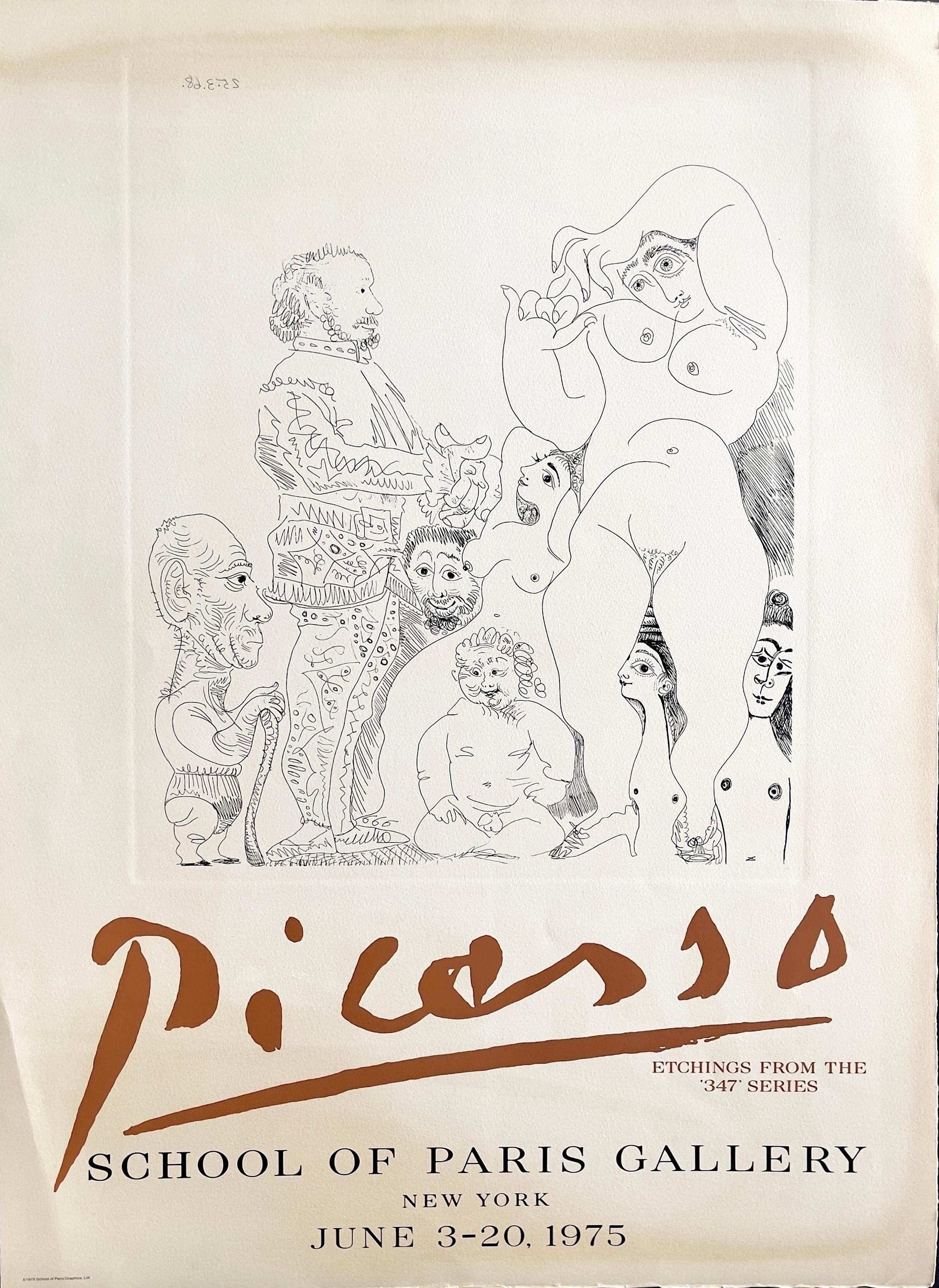 SCHOOL OF PARIS GALLERY Vintage 1975 Exhibition Poster, Figurative Etching