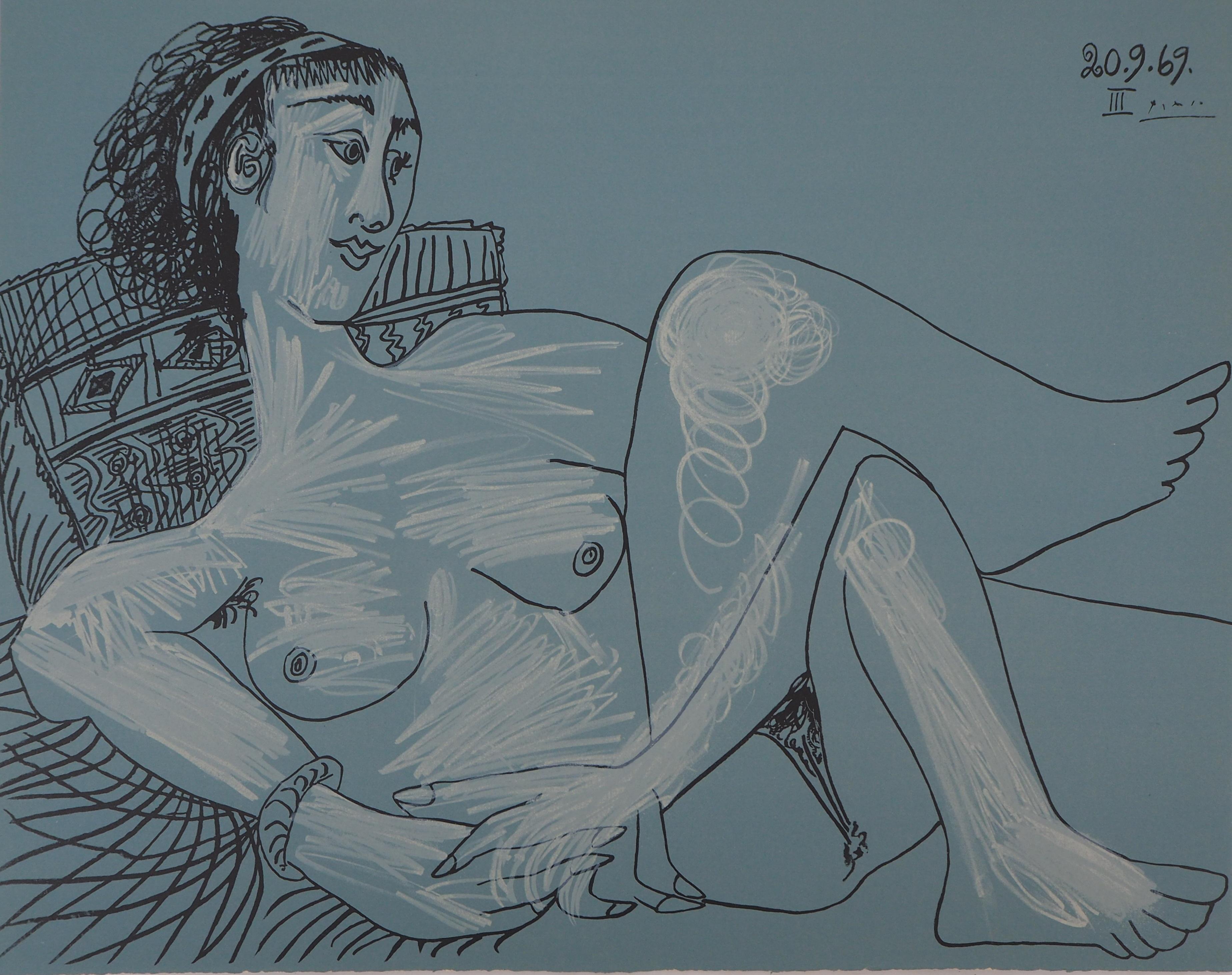 Seated Nude - Lithograph (Mourlot 1971) - Cubist Print by (after) Pablo Picasso