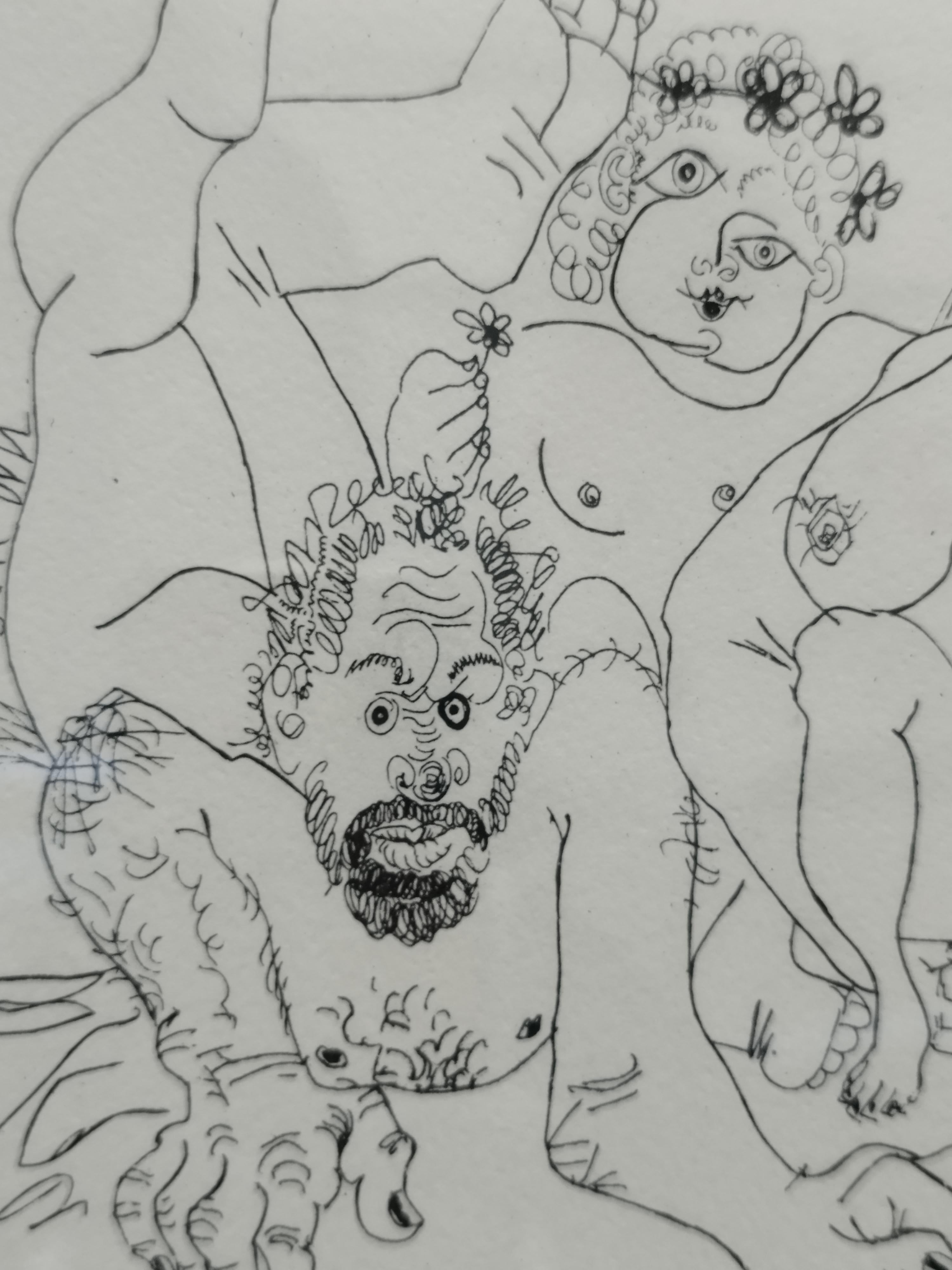PABLO PICASSO EROTIC SERIES - Druck auf Papier mit Rahmen, modern (Moderne), Print, von (after) Pablo Picasso