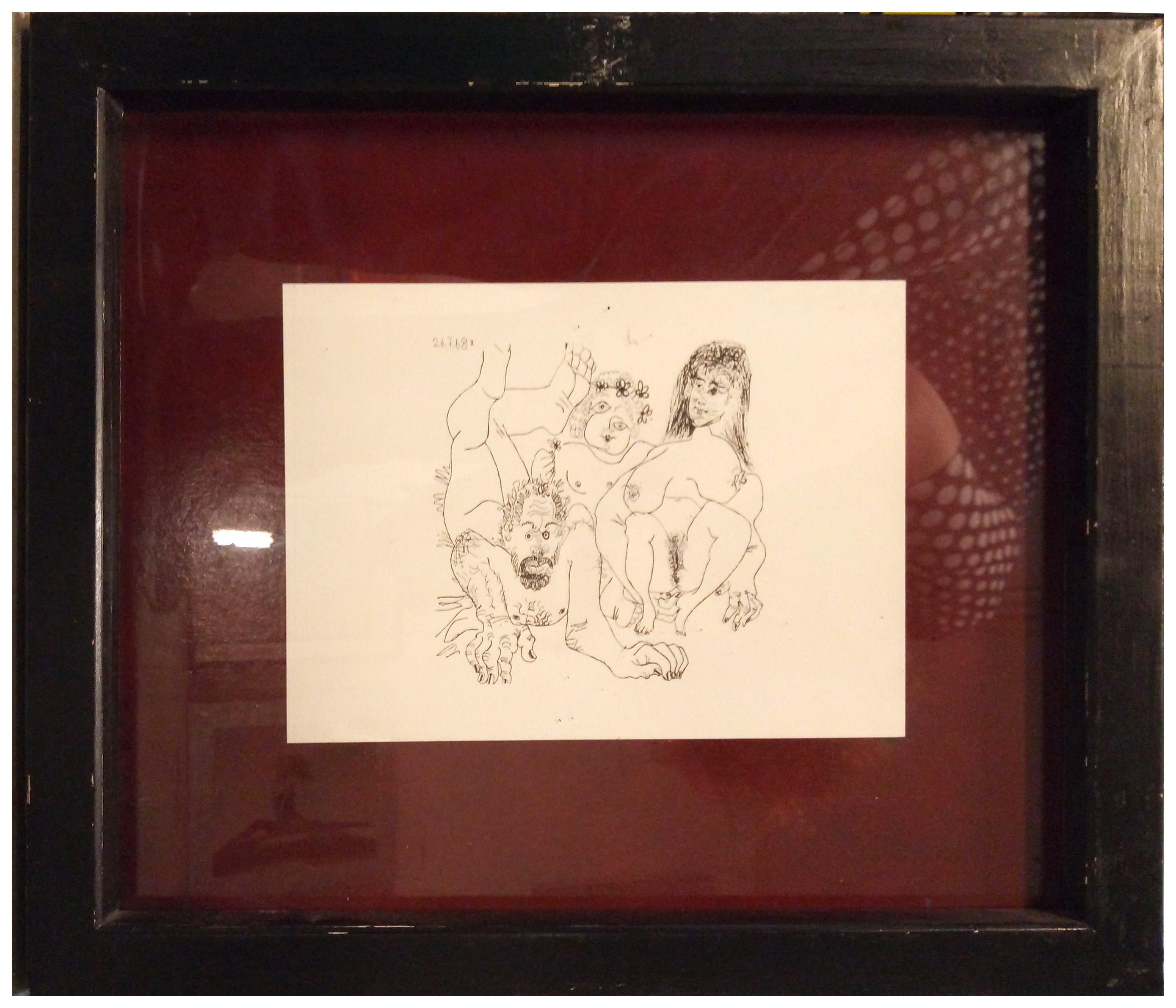 (after) Pablo Picasso Figurative Print – PABLO PICASSO EROTIC SERIES - Druck auf Papier mit Rahmen, modern
