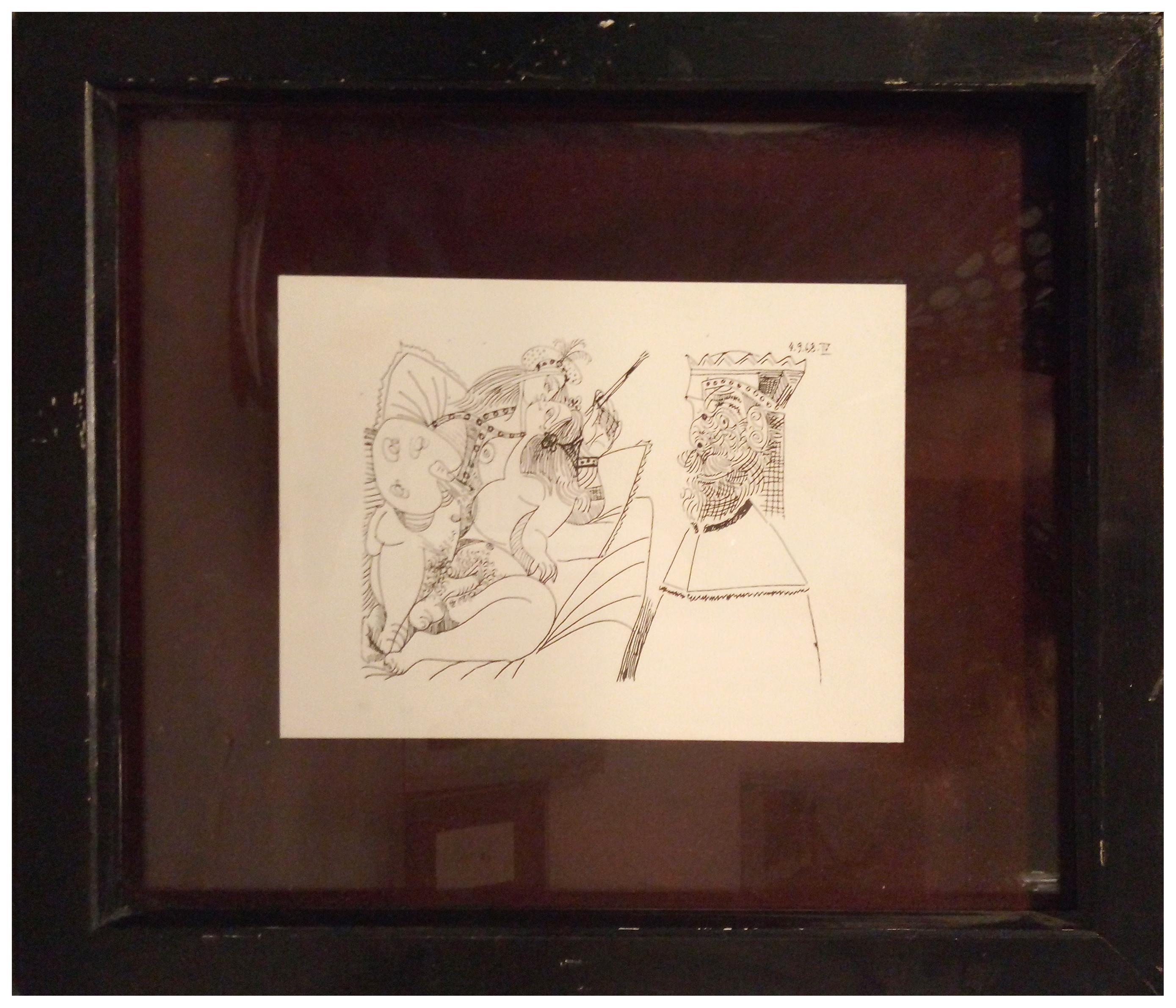 (after) Pablo Picasso Figurative Print - PABLO PICASSO EROTIC SERIES - Print on paper with frame, modern