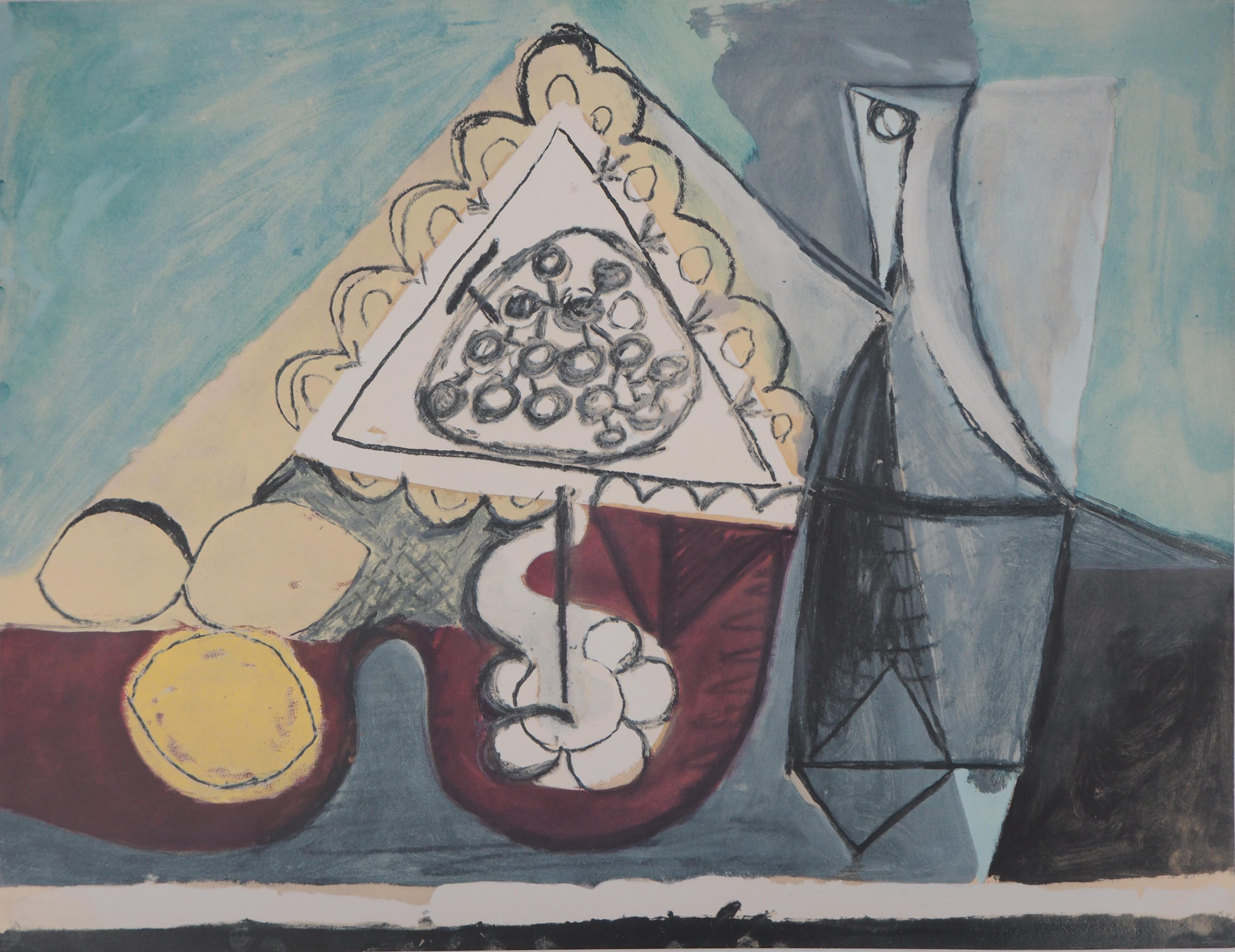 (after) Pablo Picasso Still-Life Print - Still Life with Lemons and Bottle - Lithograph (Jacomet 1960)