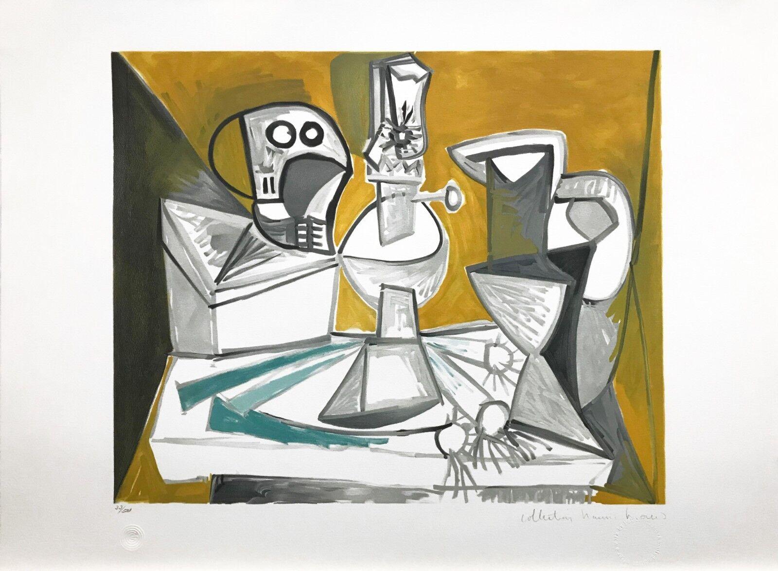 (after) Pablo Picasso Still-Life Print - TETE DE MORTE, LAMPE CRUCHES ET POIREAUX