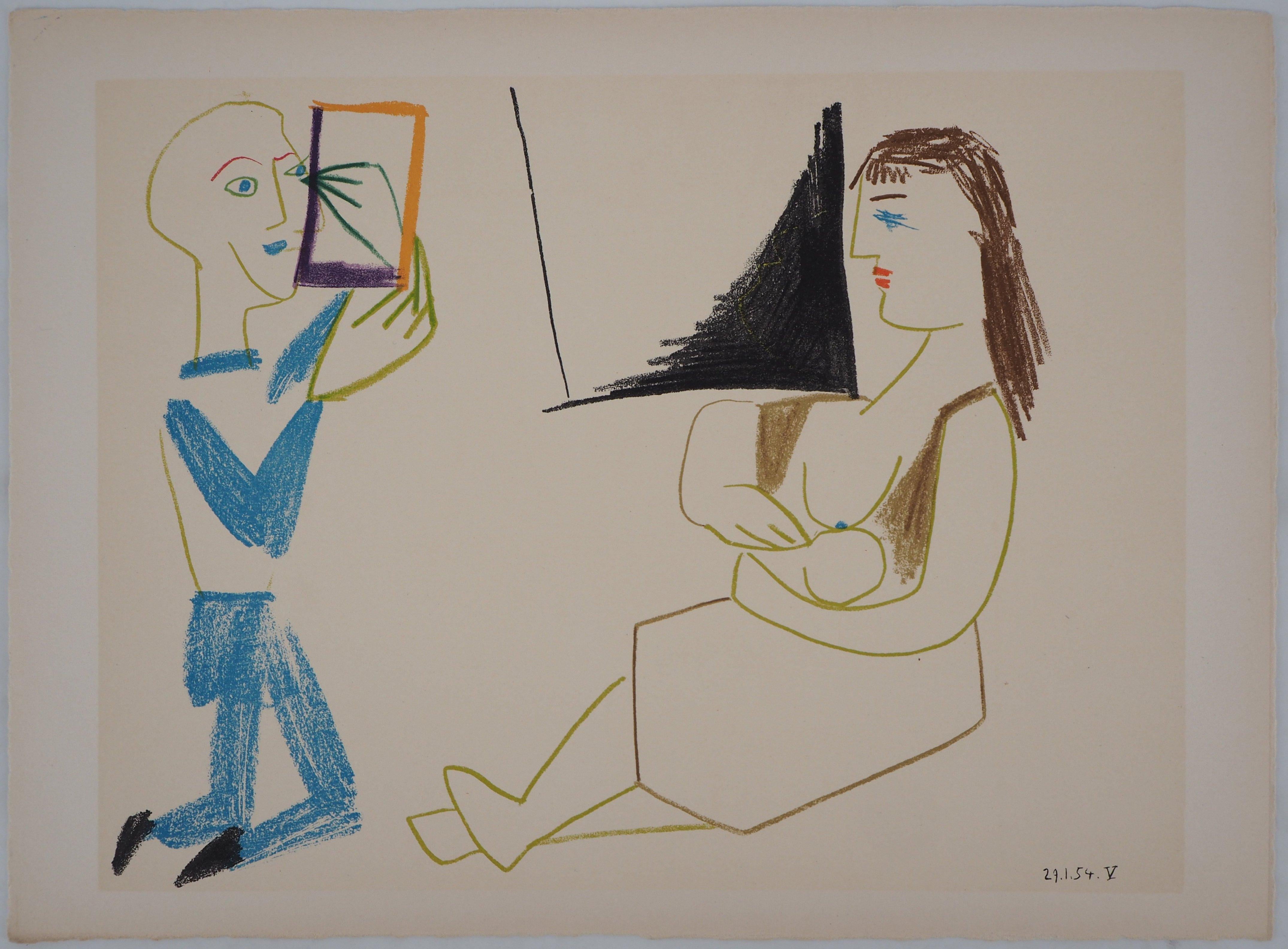 The Artist and his Model - Lithograph - Verve, Mourlot  - Print by (after) Pablo Picasso
