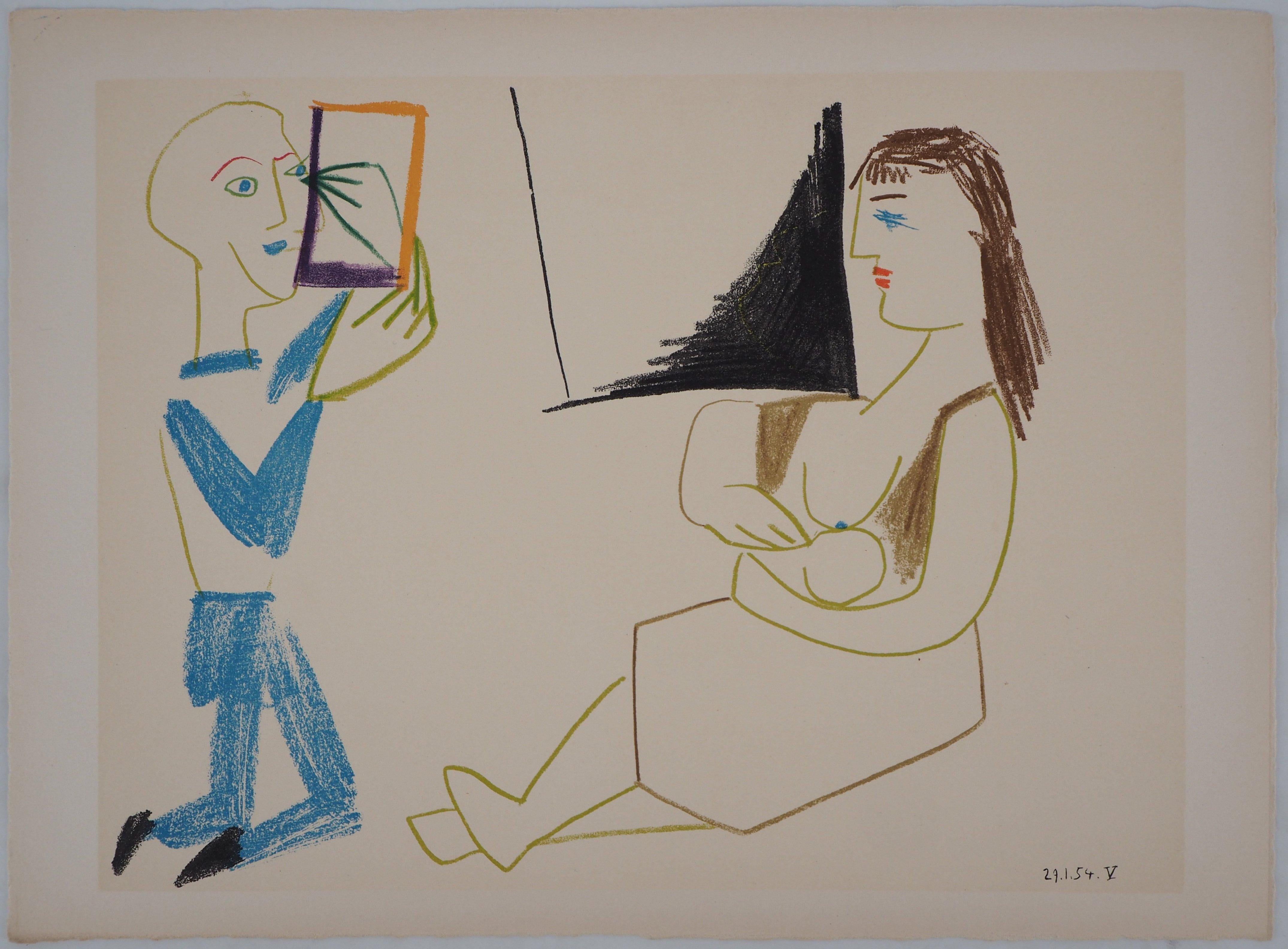 El Artista y su Modelo - Litografía - Verve, Mourlot. - Print de (after) Pablo Picasso