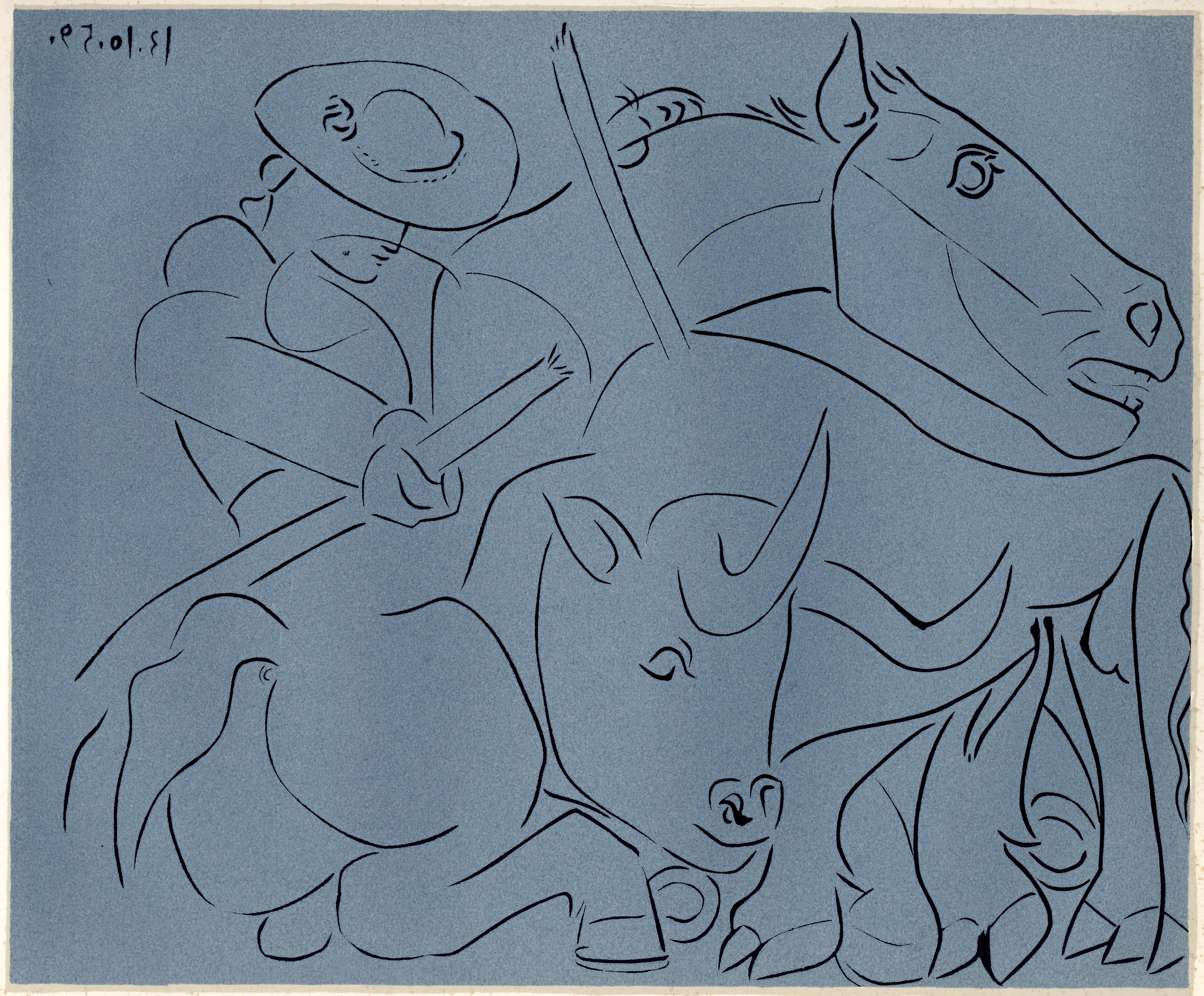 „The Broken Lance“ Linolschnitt – Print von (after) Pablo Picasso