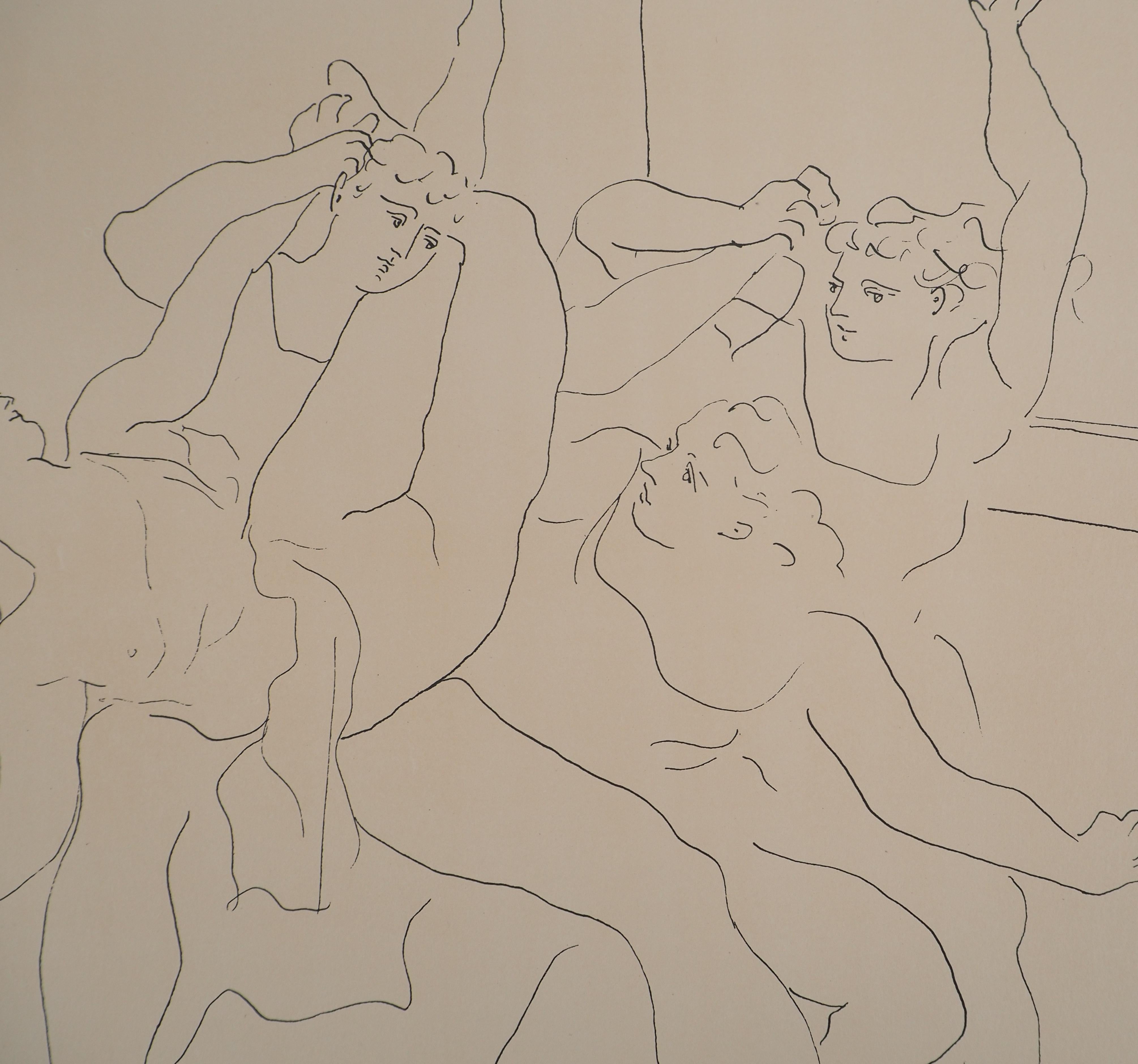 La danza - Litografia e stencil, firmato - Abstract Print Marrone di (after) Pablo Picasso
