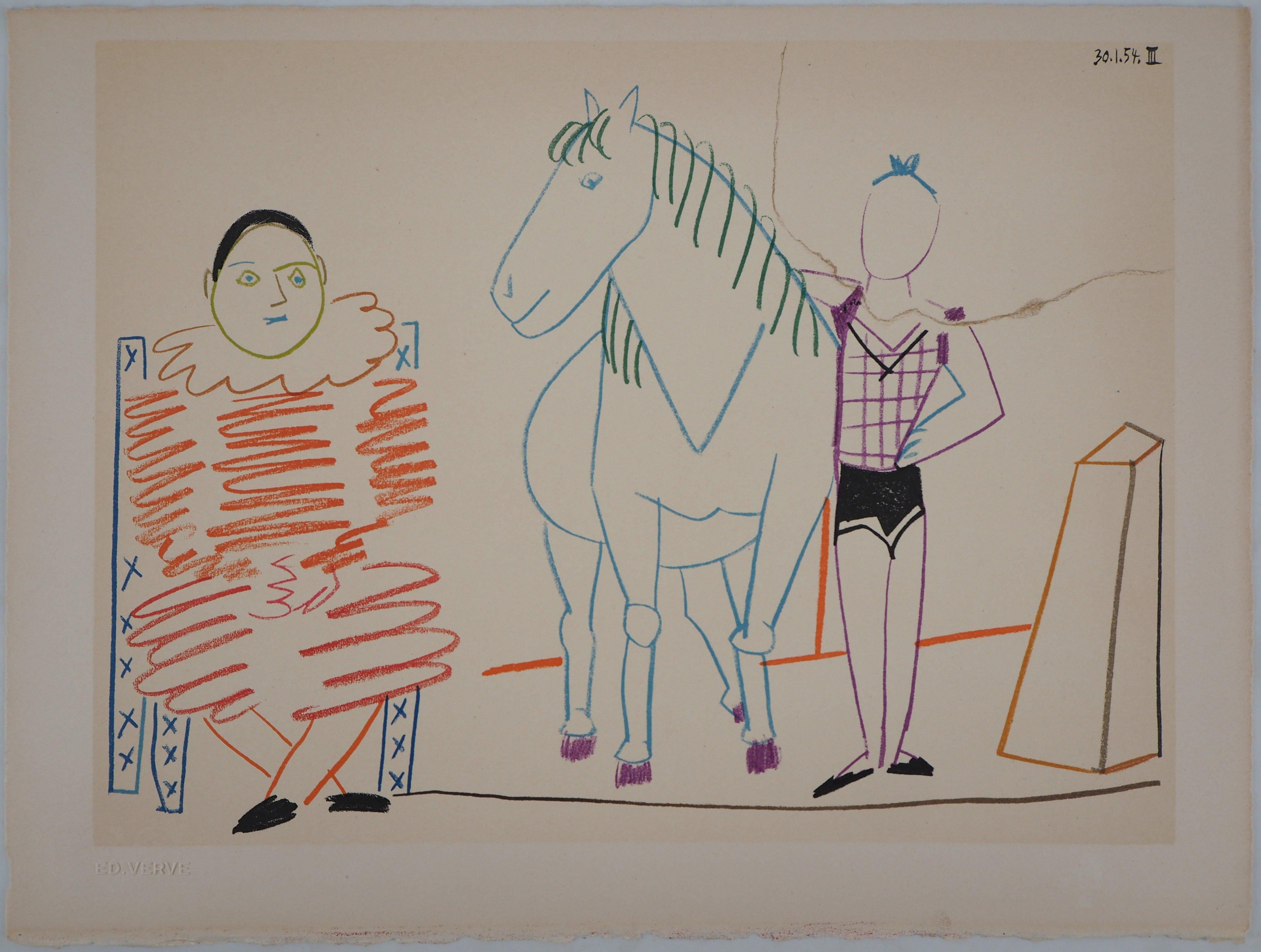 The Horse and the Clown - Litograph On Arches Vellum - Verve, Mourlot  - Print by (after) Pablo Picasso