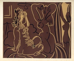 "Three Women" linocut