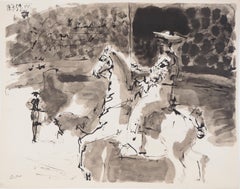 Toros :  Elegant Toreador on his Horse - Lithography
