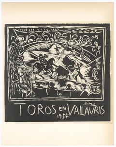 Affiche en lithographie « Toros en Vallauris »