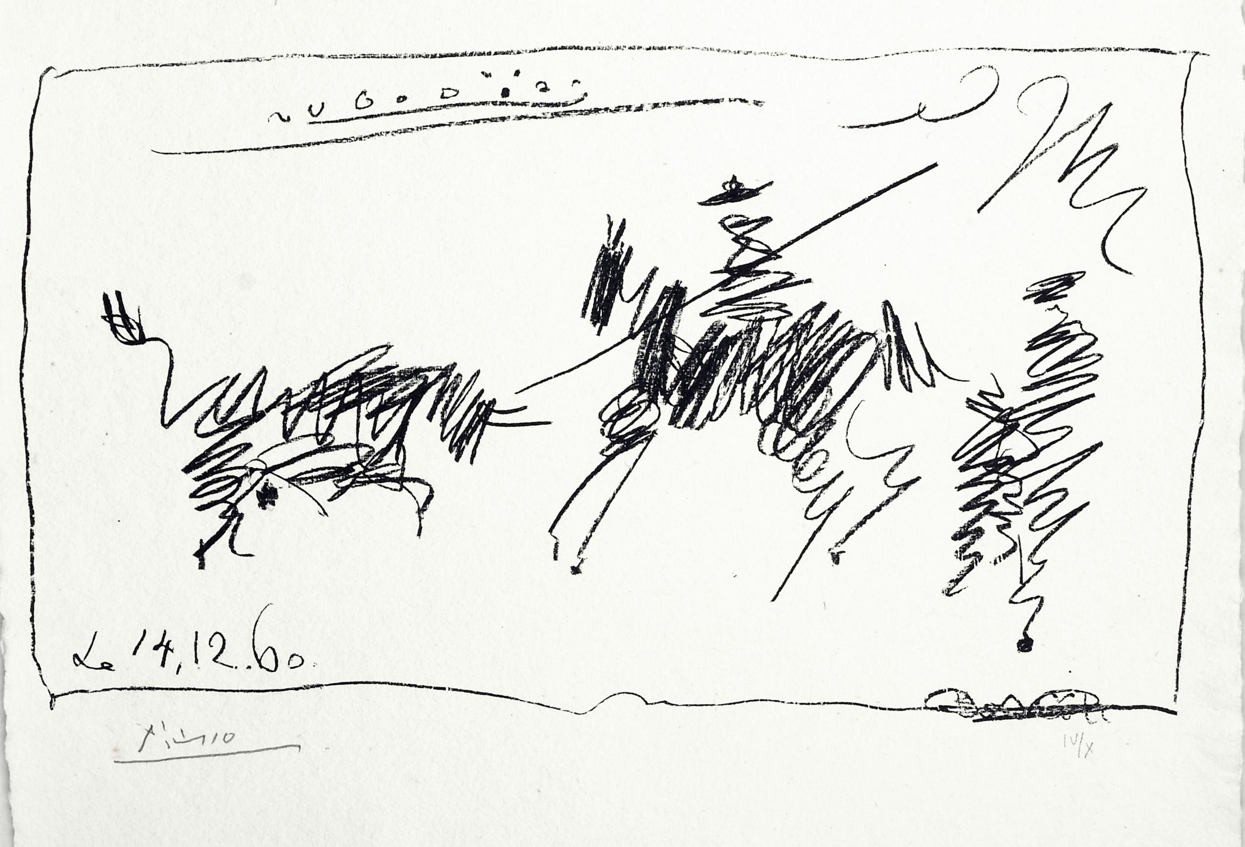 (after) Pablo Picasso Figurative Print - Toros (La Pique), 1960, Pablo Picasso, Lithograph, Bull fighter, Spanish, Signed