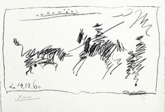 Toros (La Pique), 1960, Pablo Picasso, Lithograph, Bull fighter, Spanish, Signed