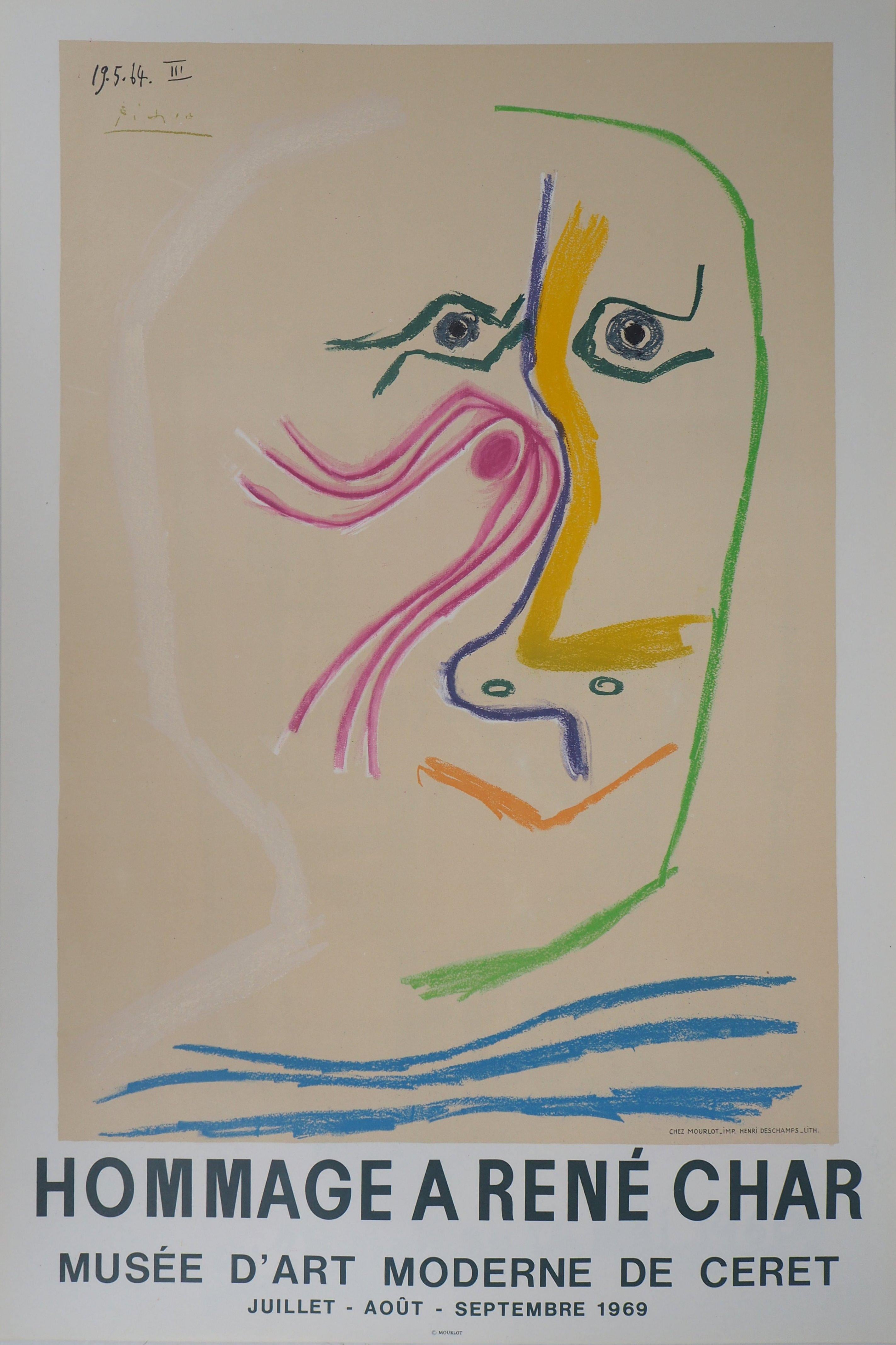 (after) Pablo Picasso Figurative Print - Tribute to Rene Char (Ceret Museum) - Lithograph, Mourlot (Cwiklitzer #291)