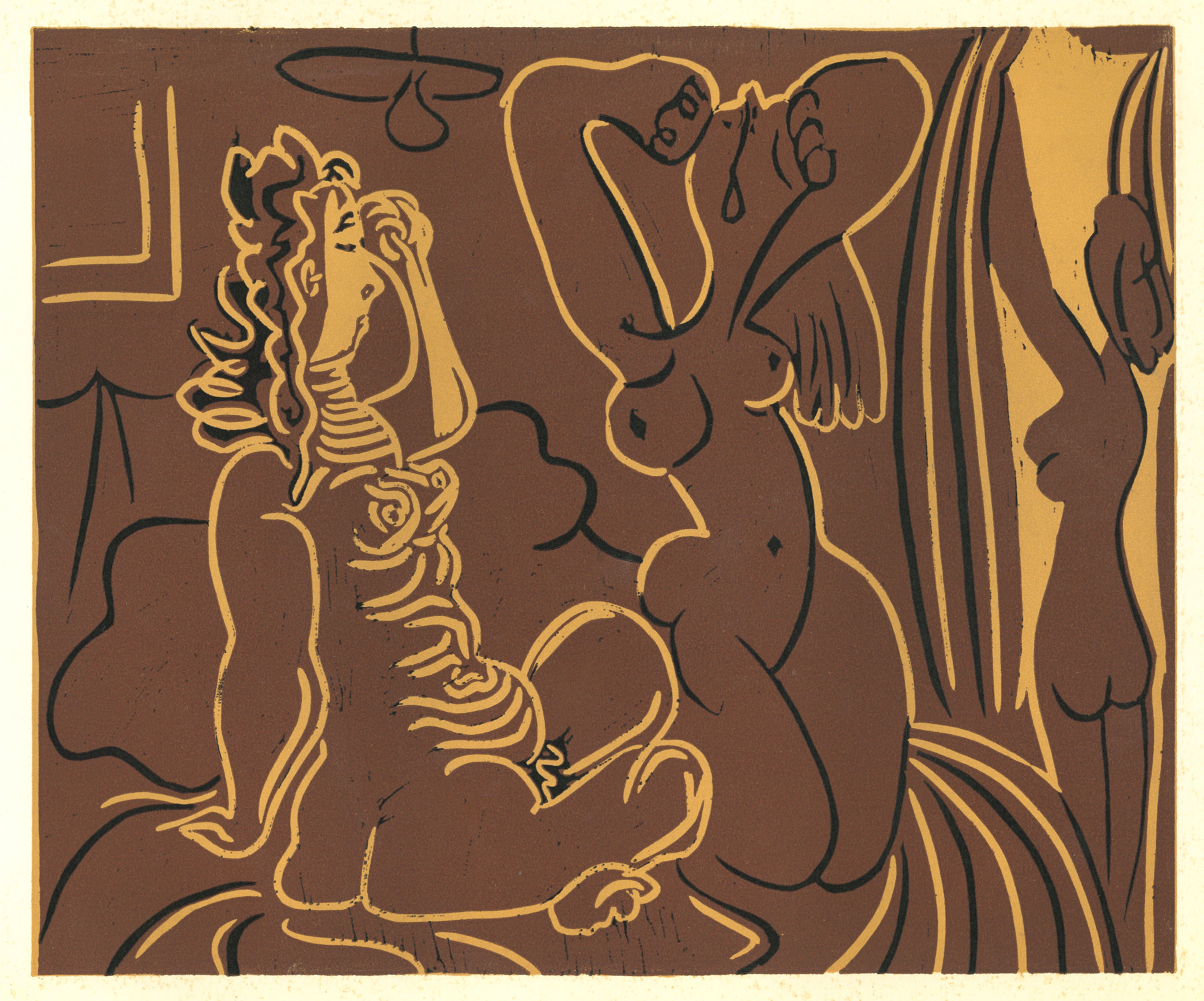 (after) Pablo Picasso Figurative Print - Trois Femmes - Linocut Reproduction After Pablo Picasso - 1962